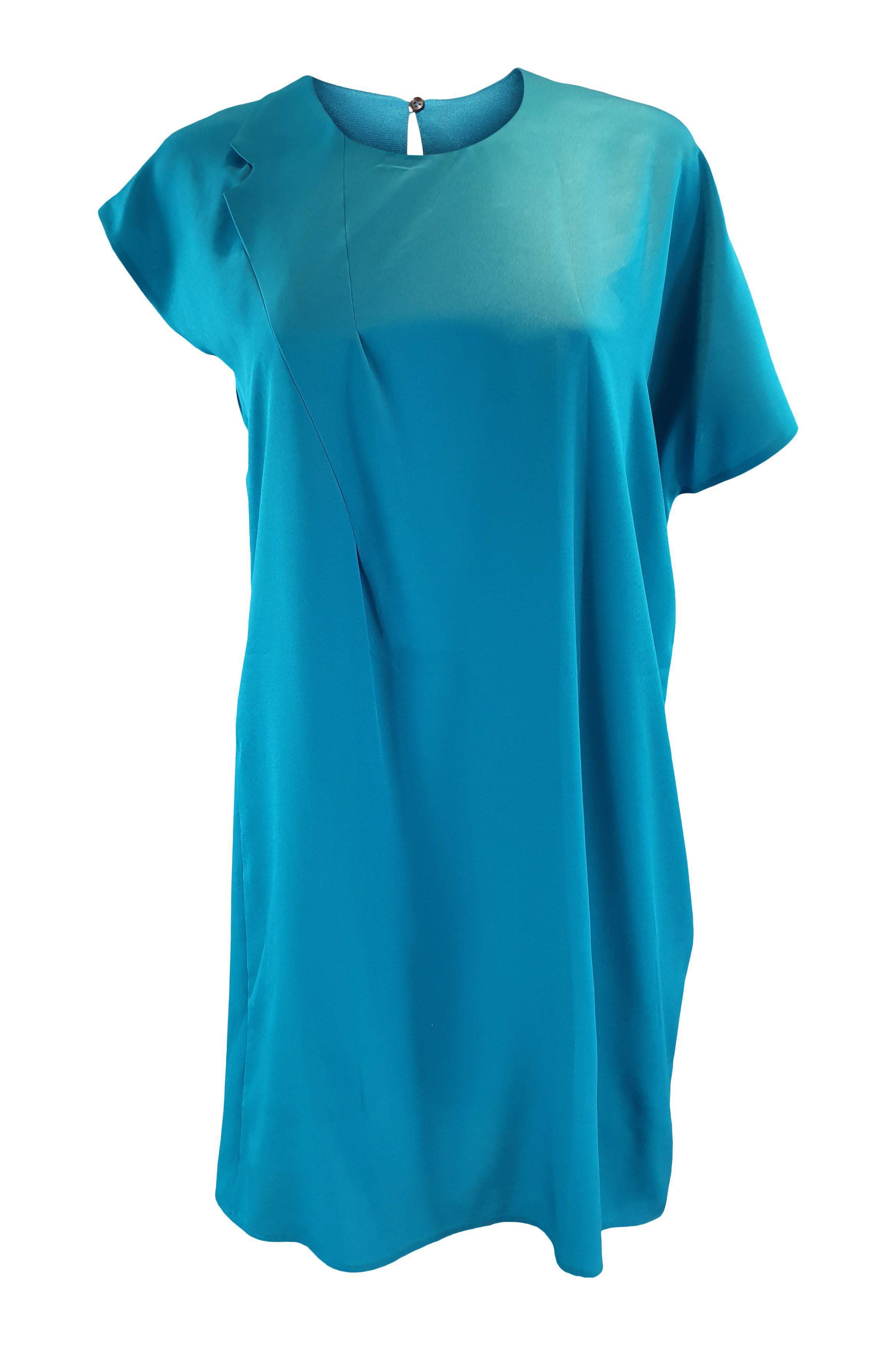 Maison Martin Margiela 2014 Blue Asymmetric Shift Dress Size IT 38 - Elegant Evening Wear for Parties & Special Occasions