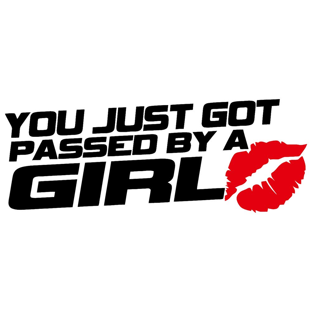 Car777 Sexy Lips 'You Just Got Passed by a Girl' Vinyl Decal - Black Car, Truck Window & Bumper Sticker for Women Drivers - Perfect for Road Trips & Car Shows