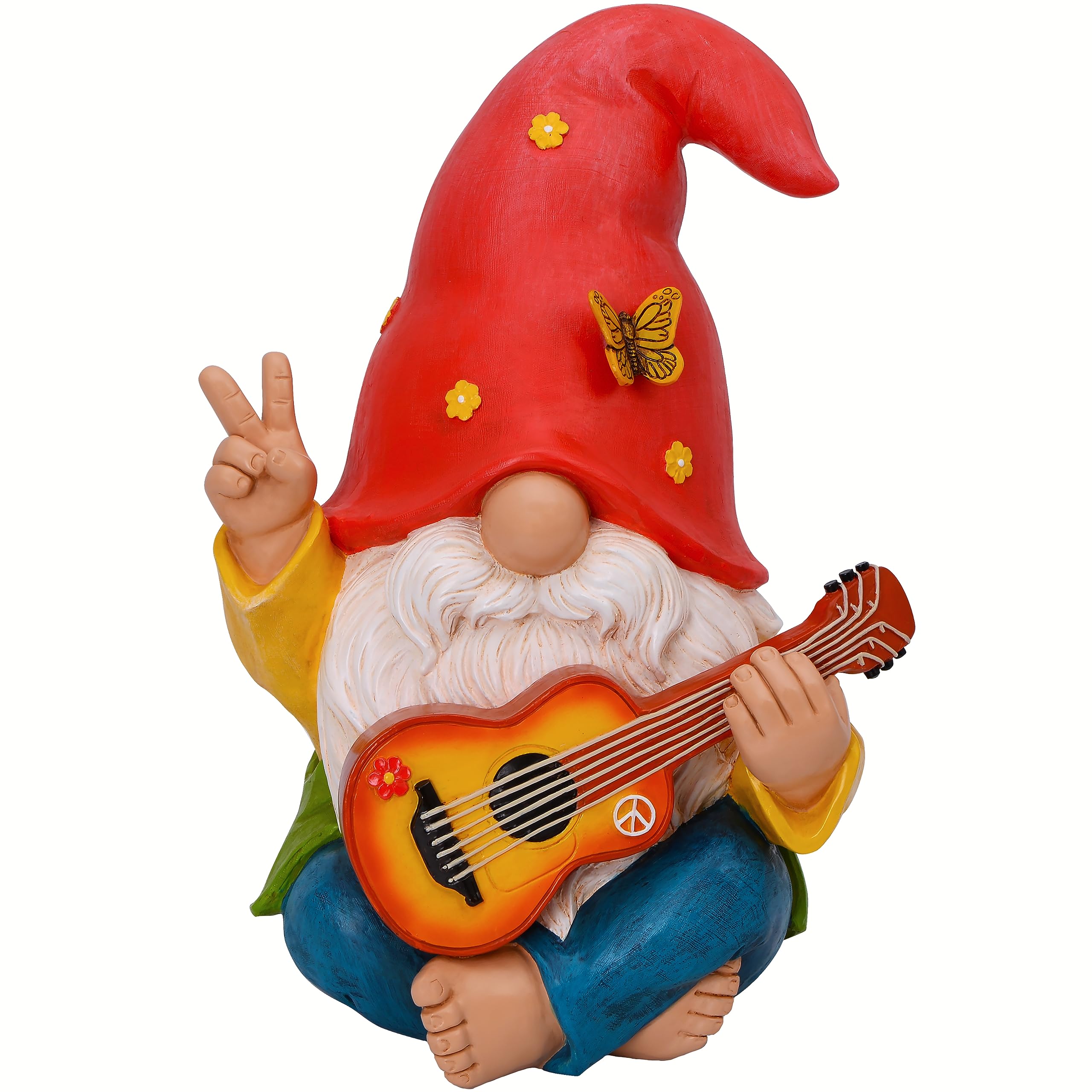 Hippie Garden Gnome Statue - 9.25 Inch Funny Outdoor Decor for Lawn, Patio & Home - Colorful Gnome Figurine Perfect for Garden Decorations, Yard Ornaments & Gift Ideas