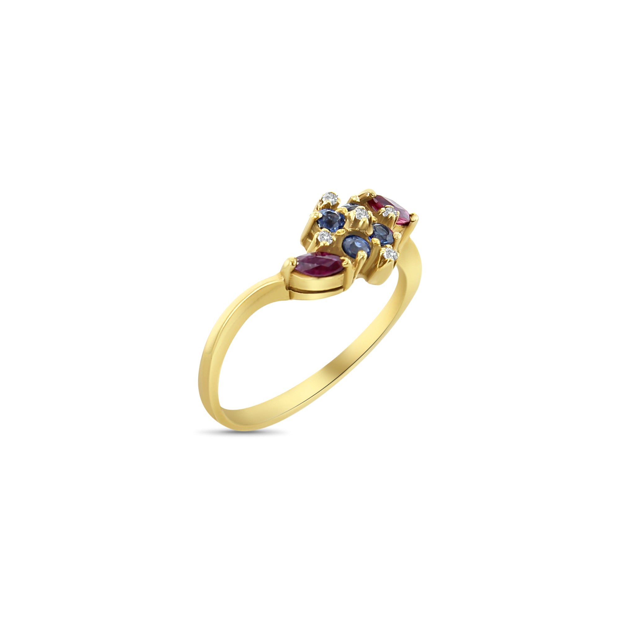 Exquisite Multi-Stone Sapphire & Ruby Ring for Women | Elegant Birthstone Jewelry Gift for Anniversary, Engagement & Special Occasions