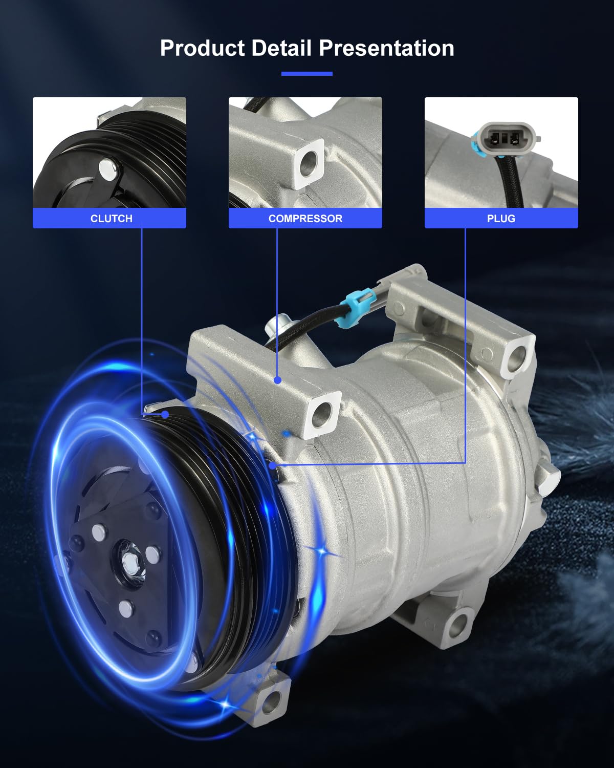 ECCPP AC Compressor for Chevrolet Express 1500/2500/3500 4.3L (2003-2009) - Fast Cooling Air Conditioning Compressor Replacement - Perfect for Summer Road Trips & Hot Weather Driving