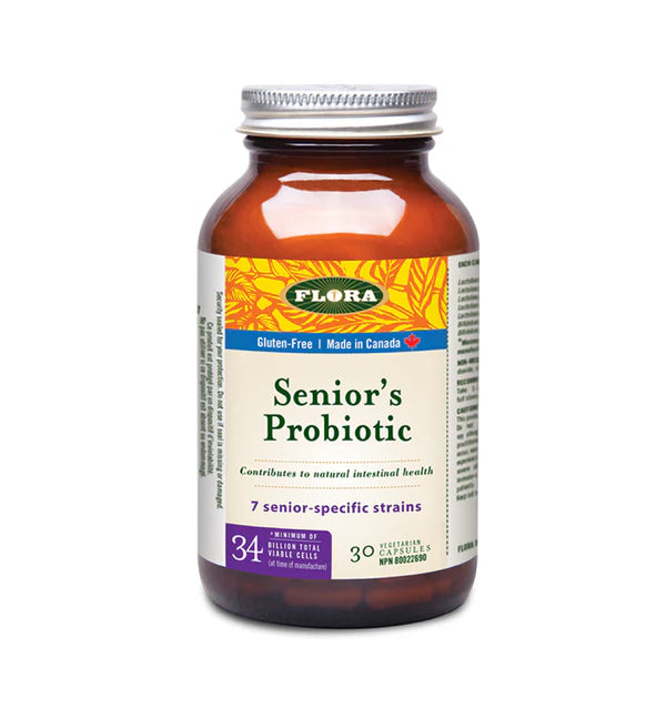 Flora Udo's Choice Senior's Probiotics 30 Capsules - Advanced Digestive Support for Adults & Elderly | Supports Gut Health, Immune System & Nutrient Absorption | Ideal for Daily Wellness Routine & Travel