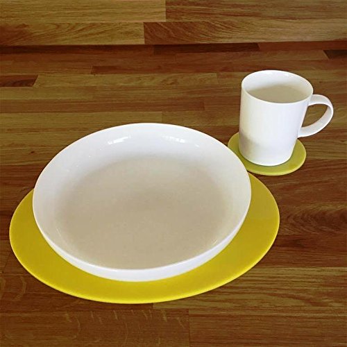 Stylish Yellow Oval Placemat and Coaster Set - 8 Large Placemats & 8 Coasters - Perfect for Dining Tables, Kitchen Countertops, and Party Decorations