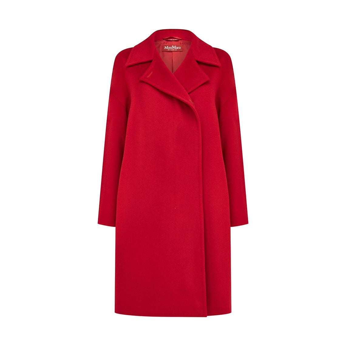 Naro Red Wool Coat for Women - Warm Winter Overcoat with Belt, Classic Long Wool Jacket for Office, Dating & Outdoor Activities