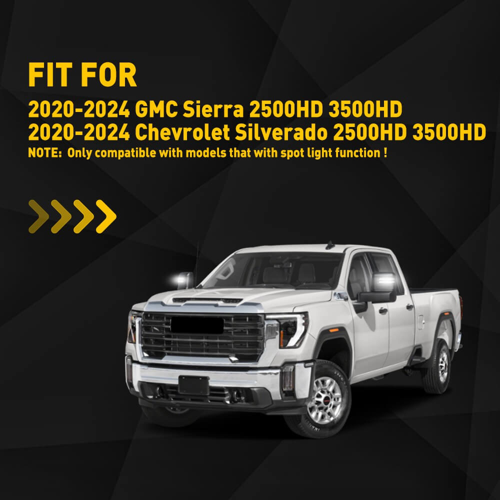 Sequential LED Side Mirror Turn Signal Light for 2020-2024 GMC Sierra & Chevrolet Silverado 2500HD/3500HD - Smoked Lens, Easy Installation, Enhanced Safety (Perfect for Night Driving & Off-Road Adventures)