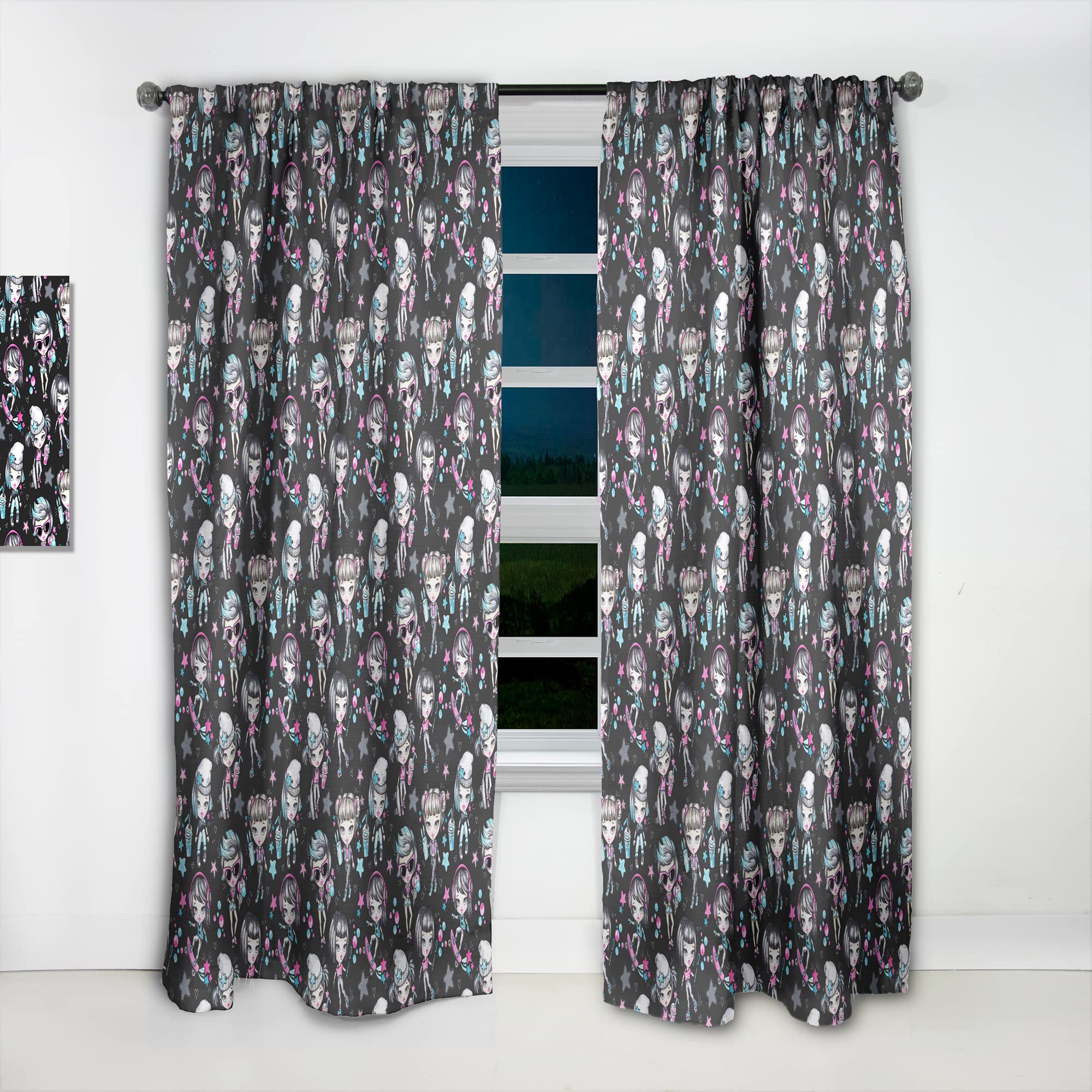 DesignQ Fashion Teen Girls' Glamorous & Sporty Bedroom Curtains - Thermal Insulated Single Panel (52x120 inches) - Perfect for Teen Bedrooms, Dorm Rooms & Playrooms