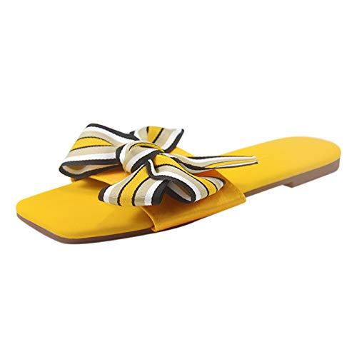 Women's Cozy Indoor Slippers with Bowknot - Non-Slip Casual Sandals Flip Flops - Breathable Flat Shoes for Home, Beach & Lounge Wear