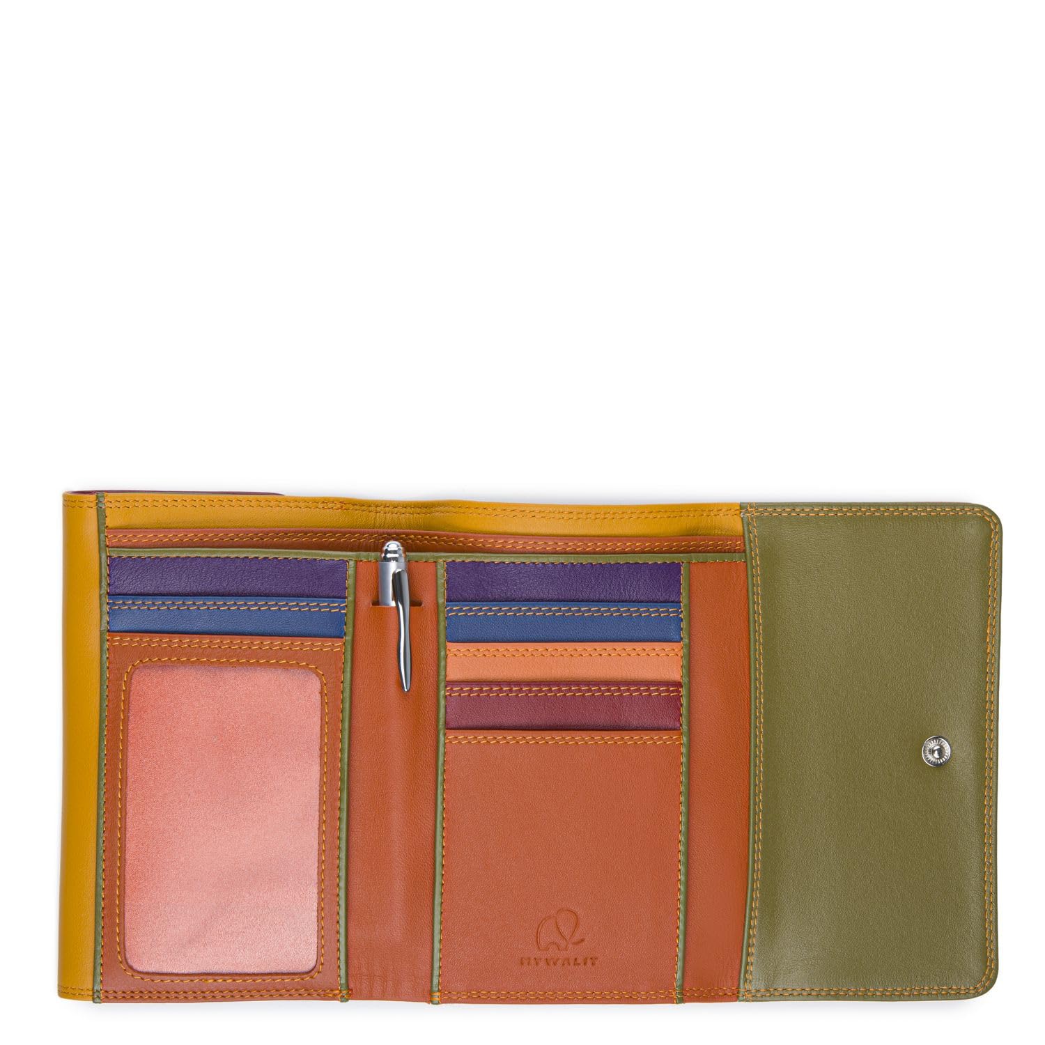 Mywalit Double-Flap Genuine Leather Wallet for Men & Women - 6 Card Slots, ID Window & Coin Pocket - Compact & Stylish Lucca Design - Perfect for Everyday Carry, Travel & Business (Black/Brown)