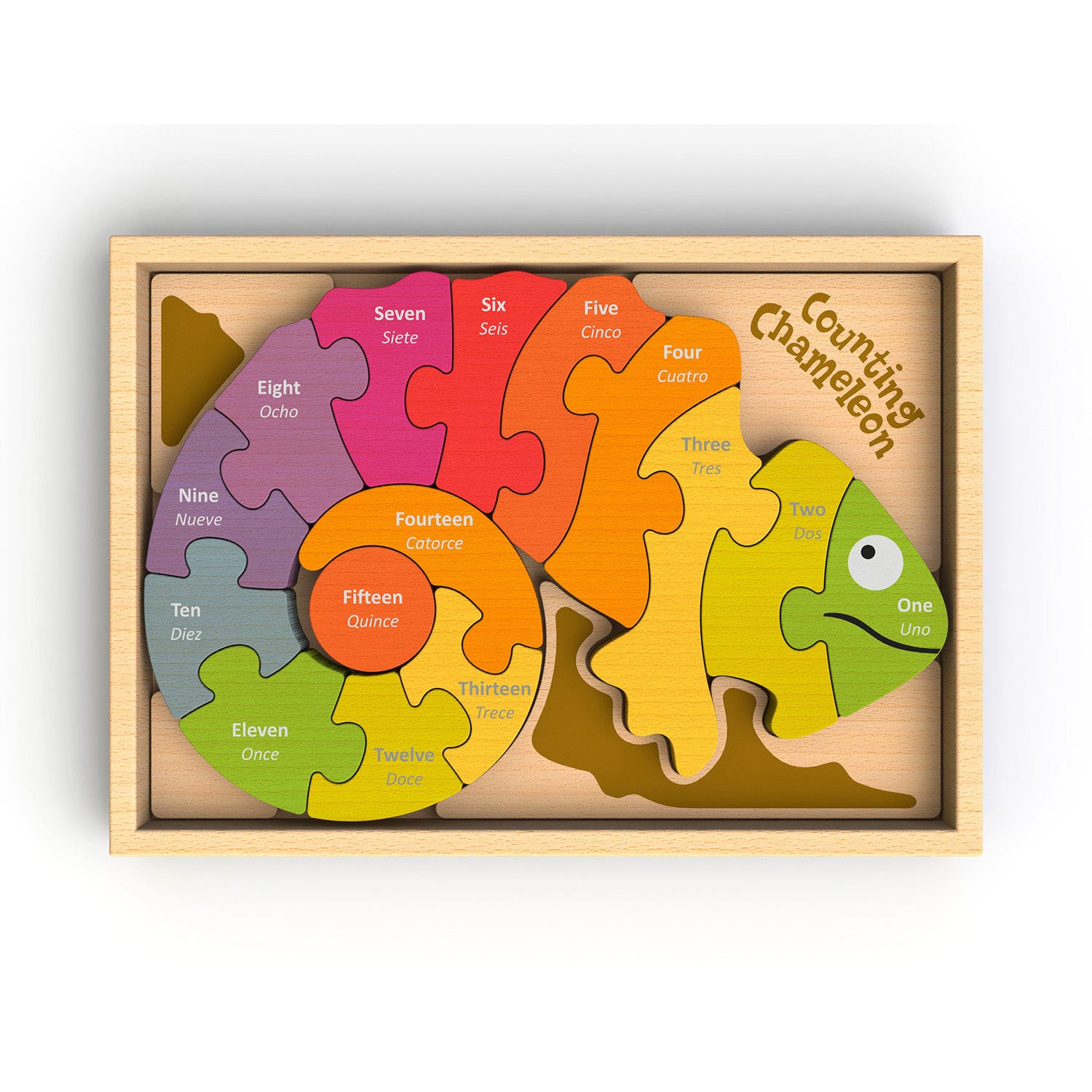 BeginAgain Counting Chameleon Puzzle - Educational Wooden Number Learning Toy for Toddlers - Perfect for Preschool Math Activities & Early Childhood Development