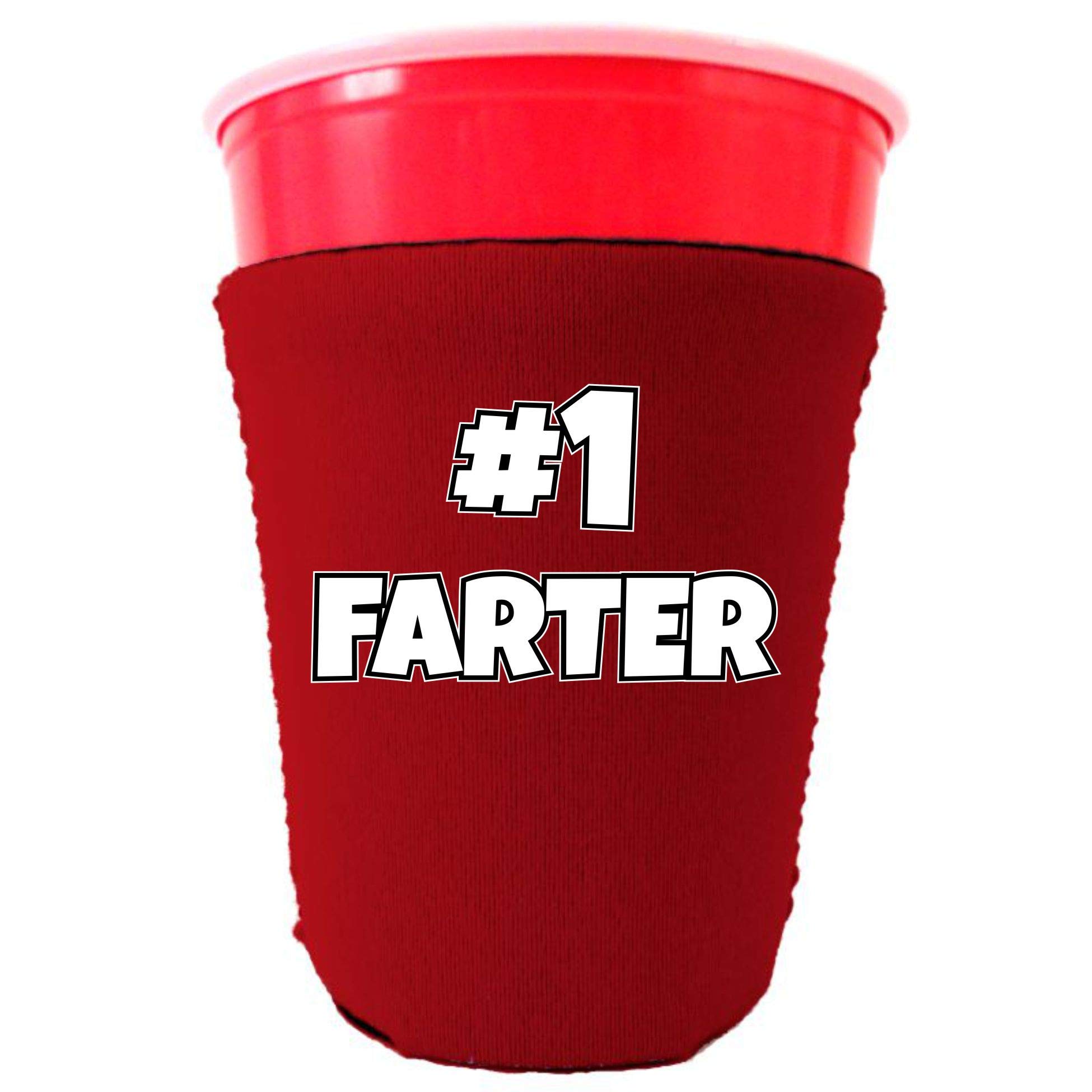 #1 Farting Party Cup Coozie - Insulated Beer Can Holder for Funny Gifts & Pranks (Red, 1 Pack) - Perfect for Bachelor Parties, Gag Gifts & Drinking Games
