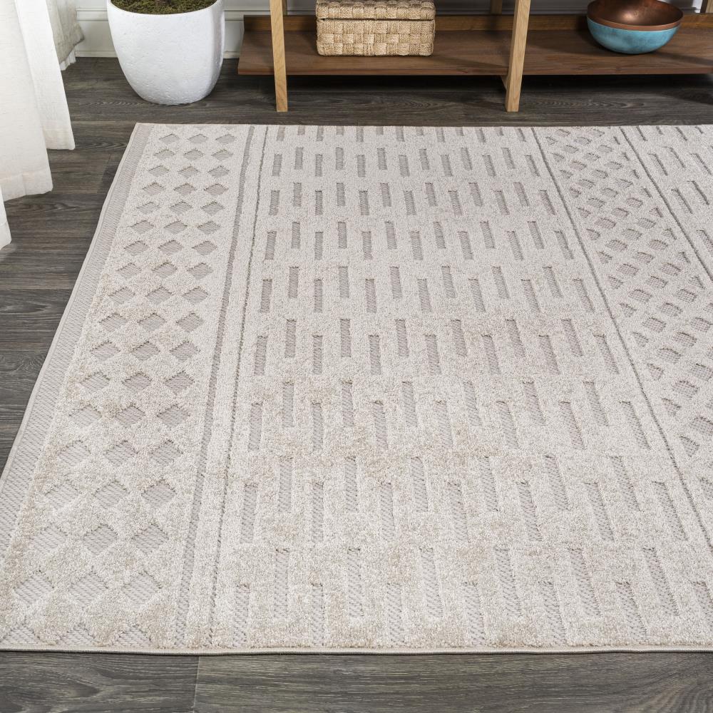 XLendi High Low Pile Moroccan Geometric Area Rug - Indoor/Outdoor Use for Living Room, Bedroom, Patio & Deck Decor