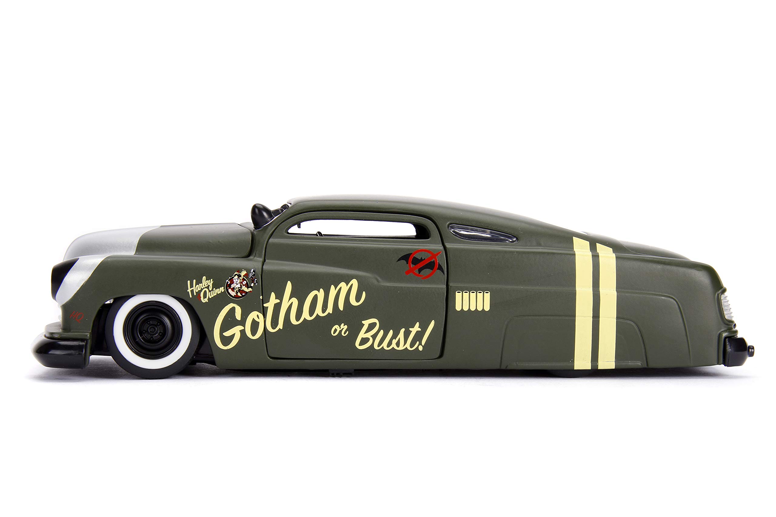 JADA TOYS 1/24 Scale Mercury 1951 & Harley Quinn Action Figure - Collectible Die-Cast Model Car with DC Comics Character for Display & Gifts
