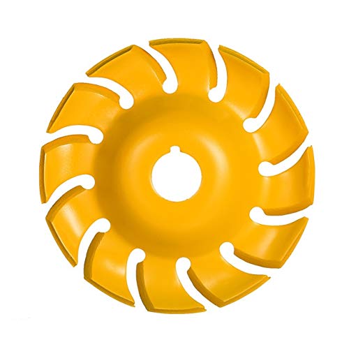 90mm 12 Teeth Manganese Steel Wood Carving Disc - 16mm Bore Angle Grinder Shaping Wheel for 100/115mm Electric Grinders (Yellow) - Perfect for Woodworking, DIY Projects & Furniture Making