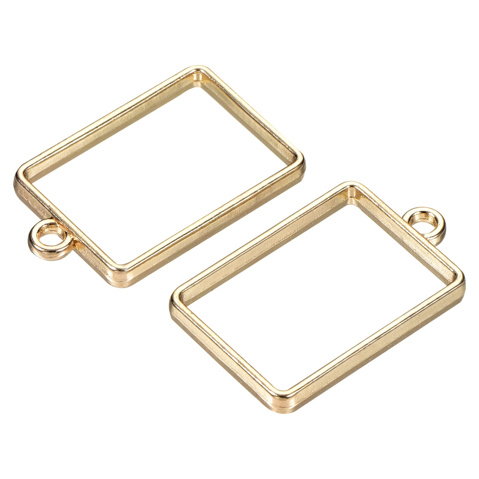 Meccanity 33x21mm Gold Tone Resin Pendant Frames - Rectangle Geometric Alloy Hollow Open Back Charms for DIY Jewelry Making (Pack of 30) | Perfect for Necklaces, Bracelets, Earrings & Craft Projects