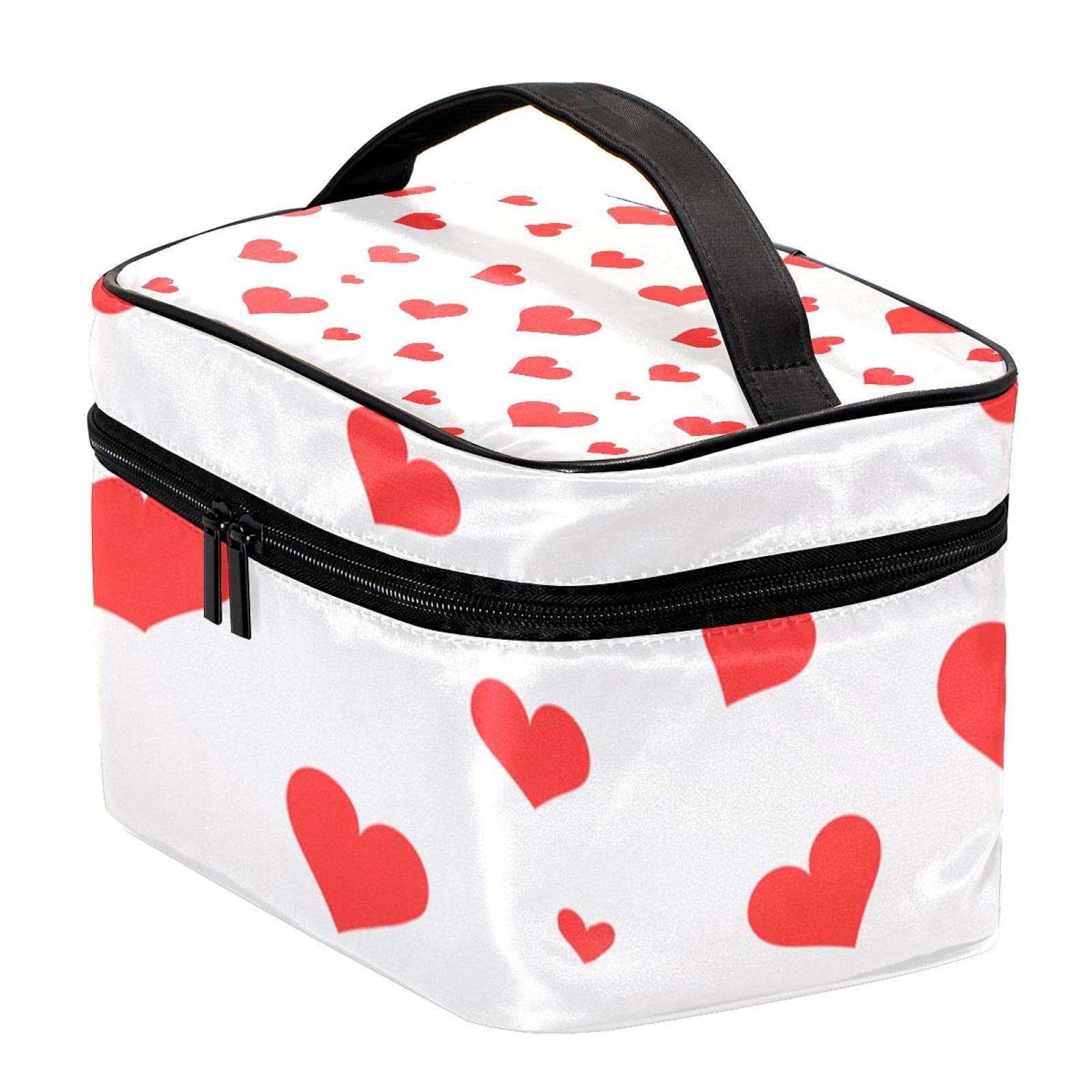 Heart Pattern Travel Makeup Bag - Large Cosmetic Organizer for Women | Perfect for Vacation & Daily Use
