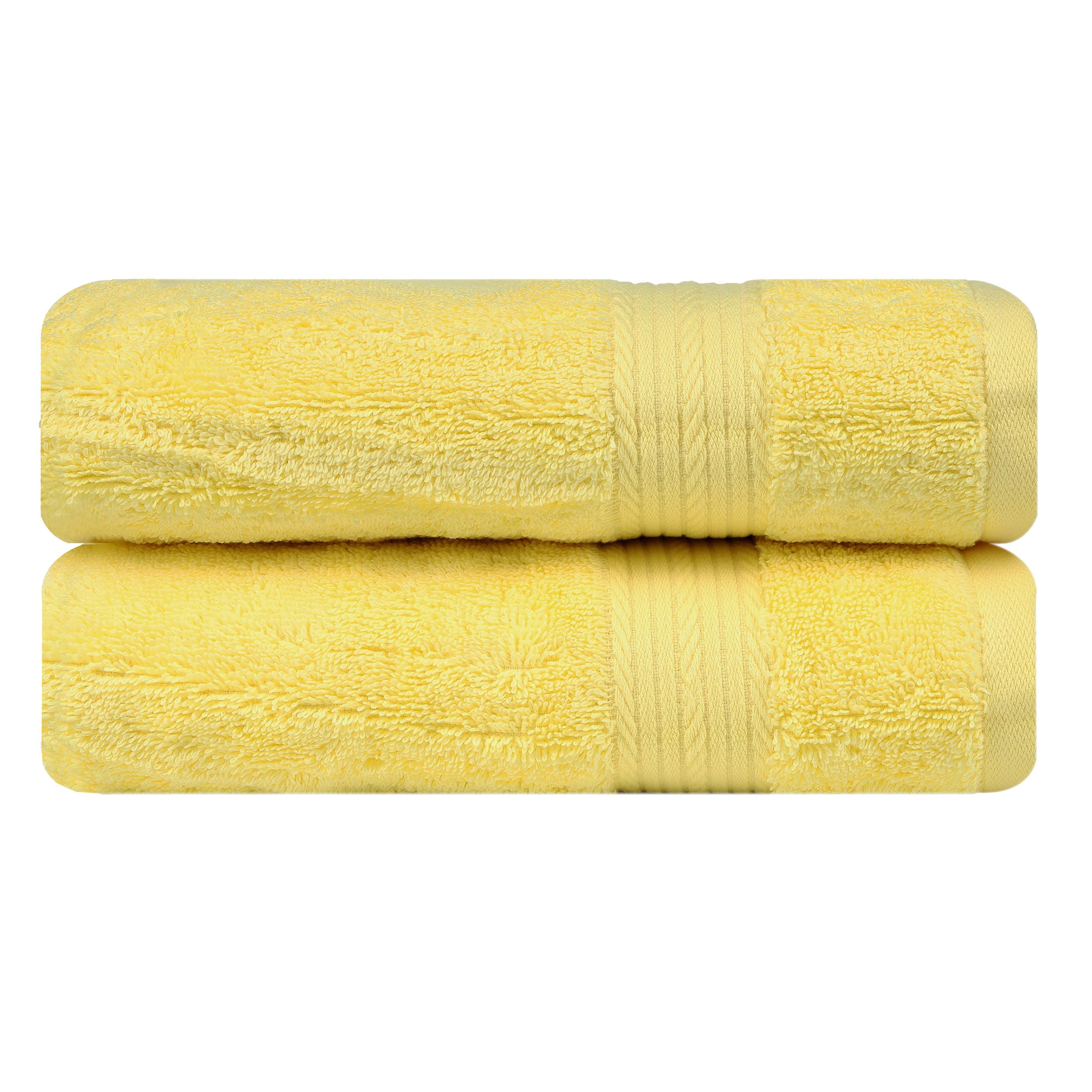 Premium 18x28 Inch 100% Cotton Bathroom Hand Towels - 600 GSM Ultra Absorbent, Soft & Quick-Drying (Set of 2, Yellow) - Perfect for Guest Bathrooms, Powder Rooms & Spa-Style Luxury