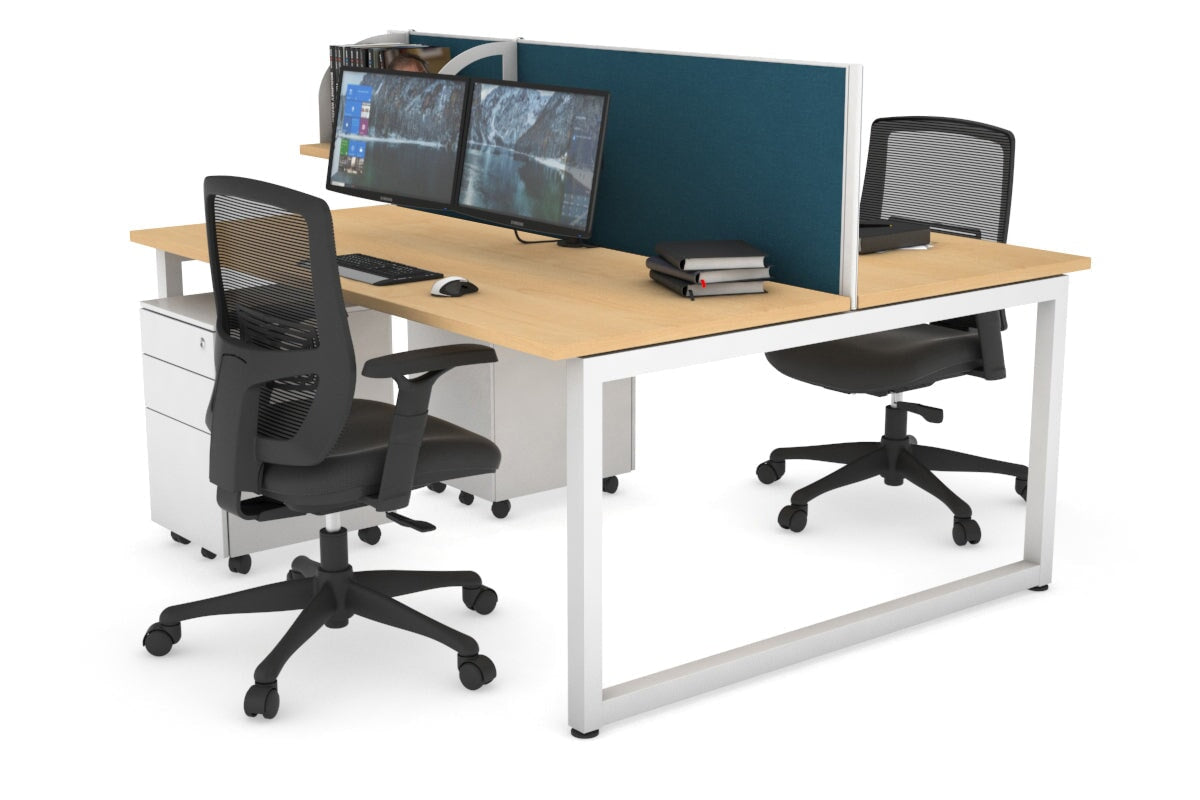 Quadro Loop Legs 2 Person Office Workstation - 1400L x 700W Adjustable Standing Desk for Home & Office - Perfect for Collaborative Workspaces & Shared Home Offices
