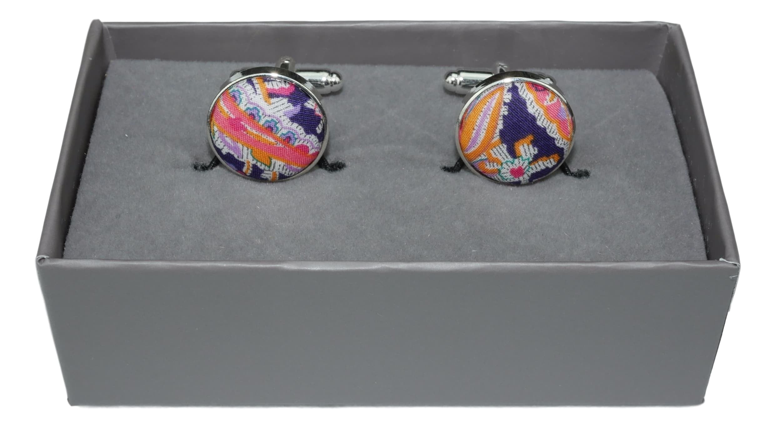 Elegant Purple Indigo Paisley Cufflinks for Men - Formal Dress Accessories for Weddings, Business Meetings & Special Occasions