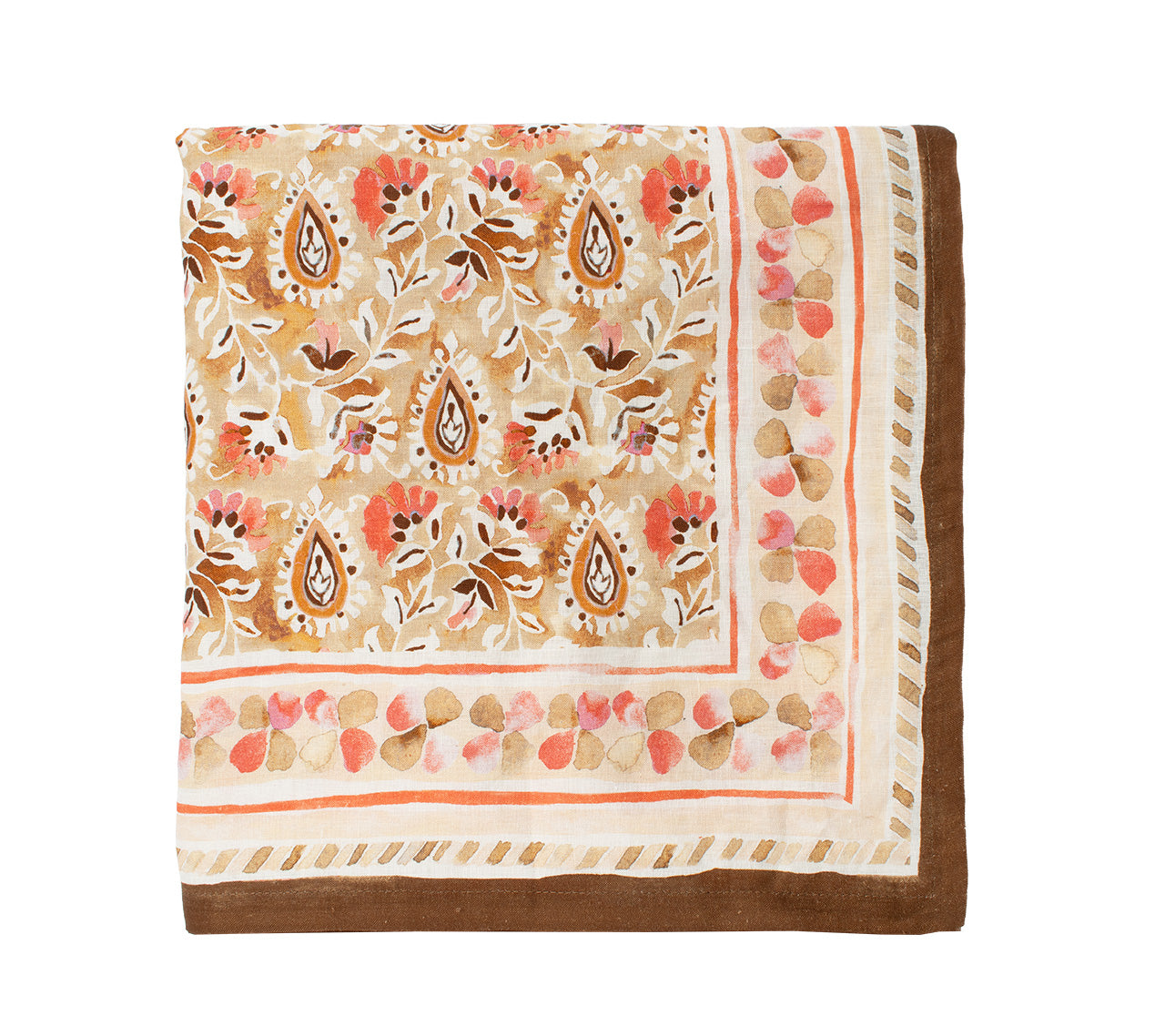 Premium Brown & Coral Mira Tablecloth – Elegant Dining Decor for Weddings, Parties & Home Dining – Waterproof & Washable
