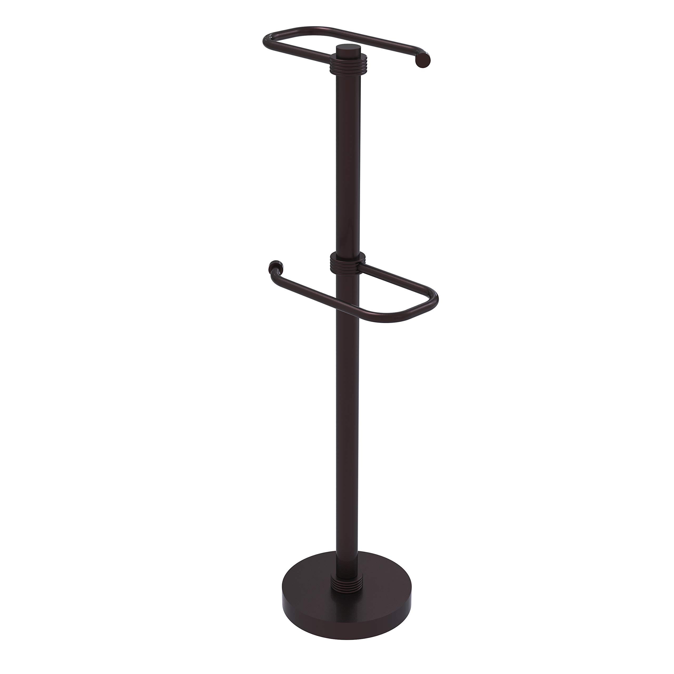 Allied Brass TS-26G Free Standing Two Roll Toilet Paper Holder, Antique Bronze Finish - Perfect for Bathroom, Powder Room & Guest Restroom Organization