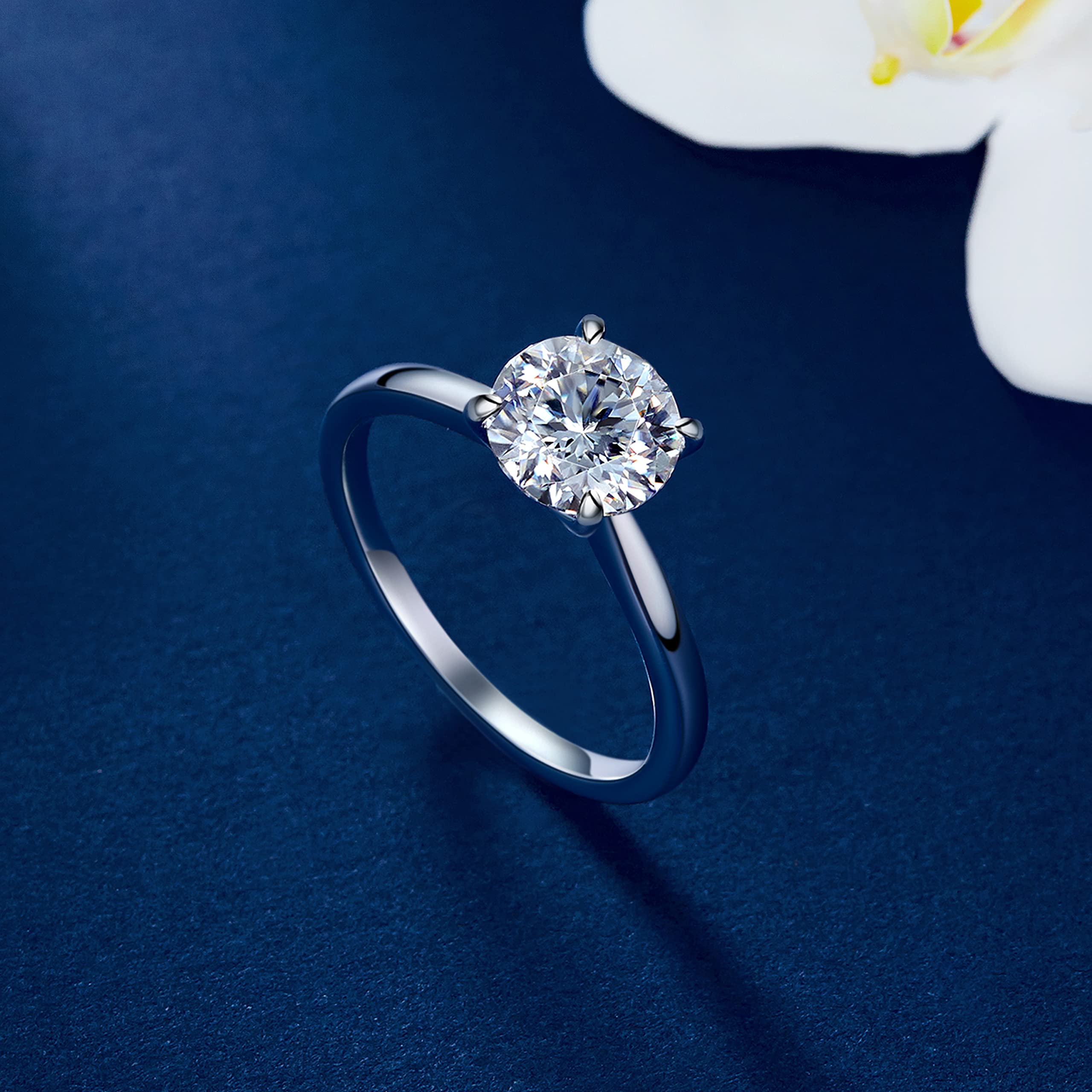 1/2Ct Moissanite Engagement Ring for Women - D Color VVS1 Lab Created Diamond, Sterling Silver Wedding Solitaire Ring | Perfect for Proposals, Anniversaries & Bridal Jewelry