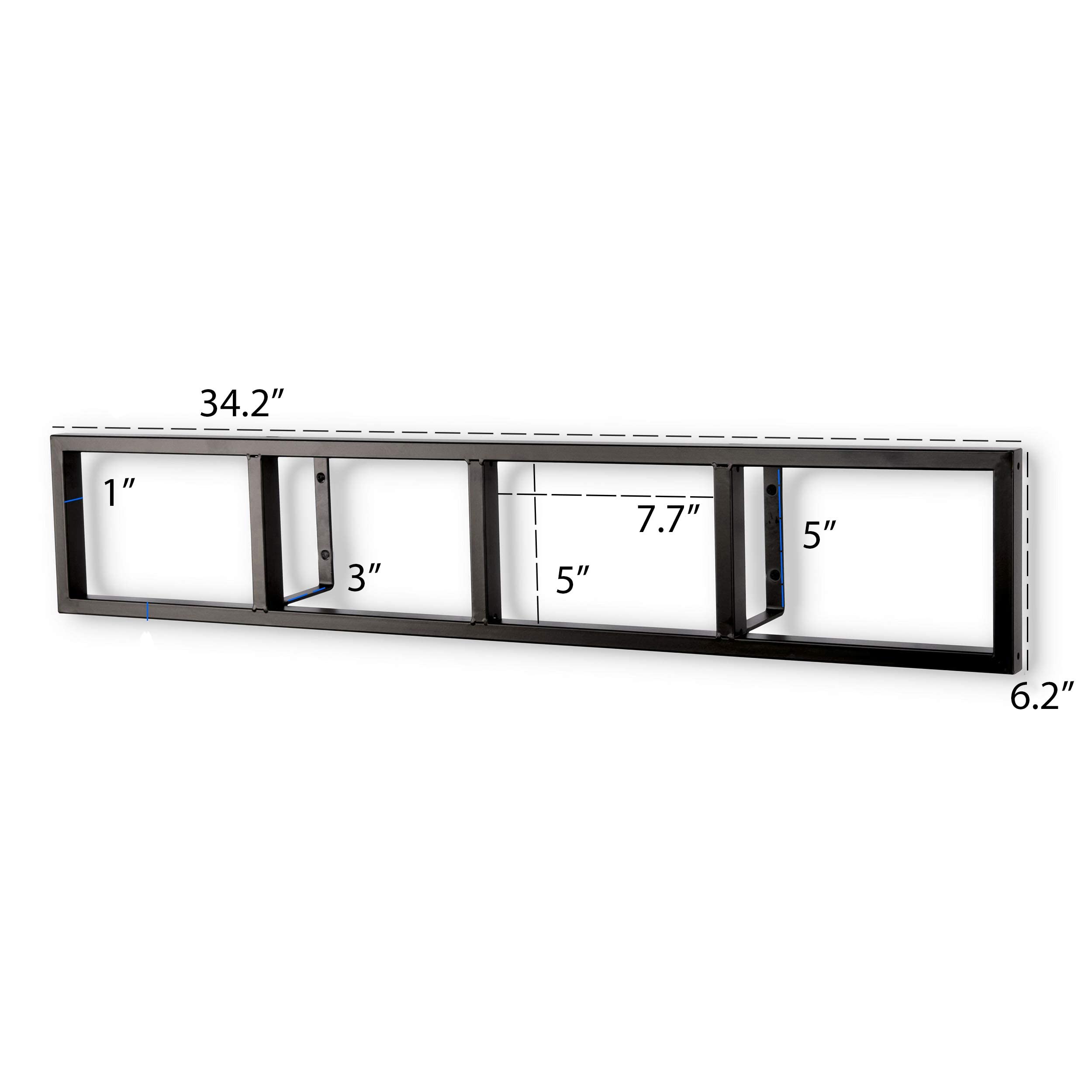 34 Inch Wall Mount Media Storage Rack - Set of 2 Black Metal Floating Shelves for CD DVD Organizer | Perfect for Living Room, Bedroom & Home Theater Organization