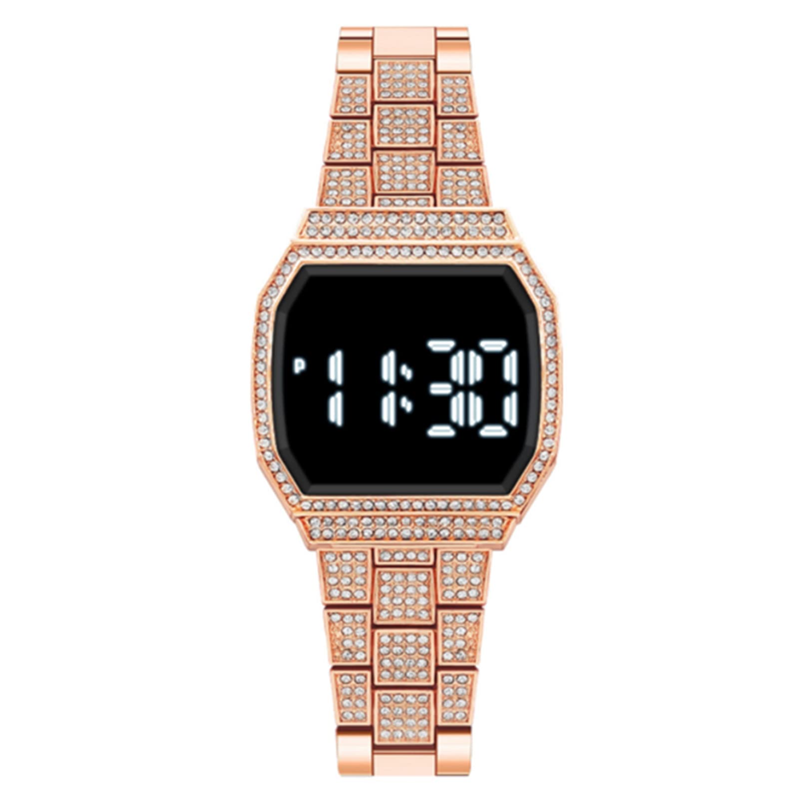Stylish Women's Diamond Touch Screen LED Digital Watch with Calendar - Retro Quartz Watch for Men & Women - Perfect for Students, Sports & Casual Wear - Great Gift for Everyday Use & Special Occasions