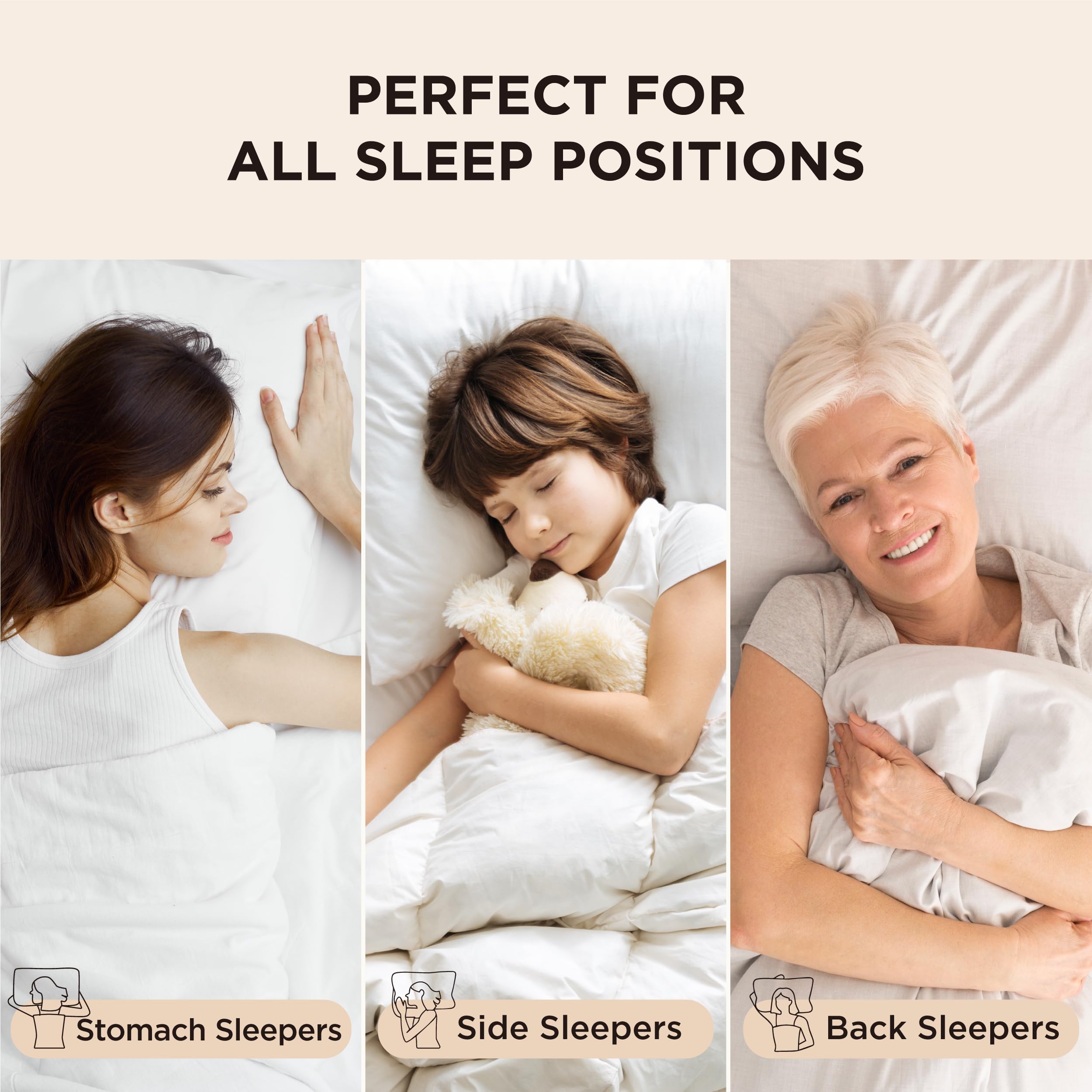 Bedsure Queen Pillows Set of 2 - Hotel Quality Down Alternative Pillows for Back/Side Sleepers - Bedroom Comfort