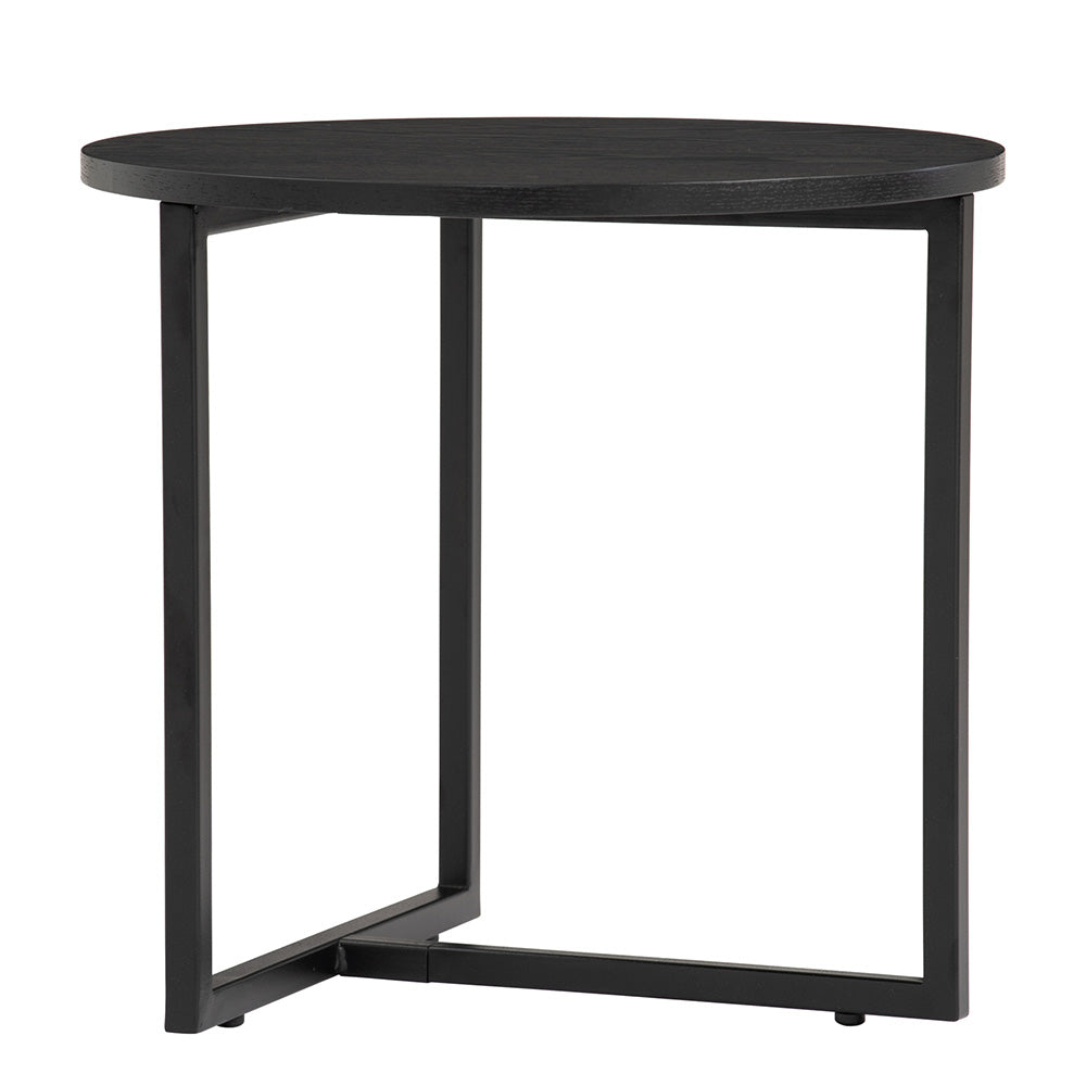 Round Side Table 46cm - Modern Black End Table for Living Room, Bedroom, or Office - Turner Furniture for Small Spaces & Home Decor