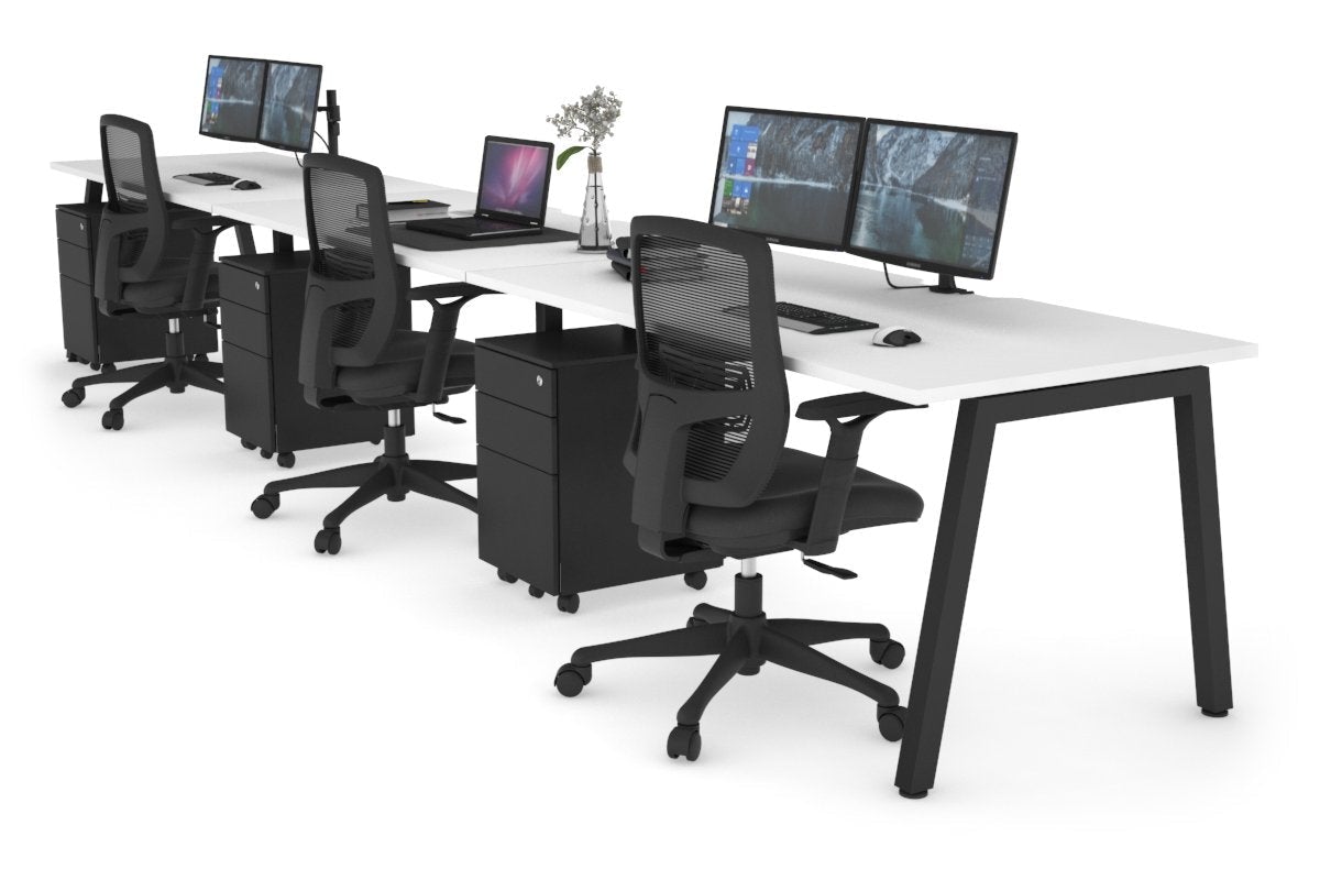 Quadro 3-Person Office Workstation Desk - 1800L x 800W with Cable Management - Perfect for Collaborative Workspaces & Open Office Environments
