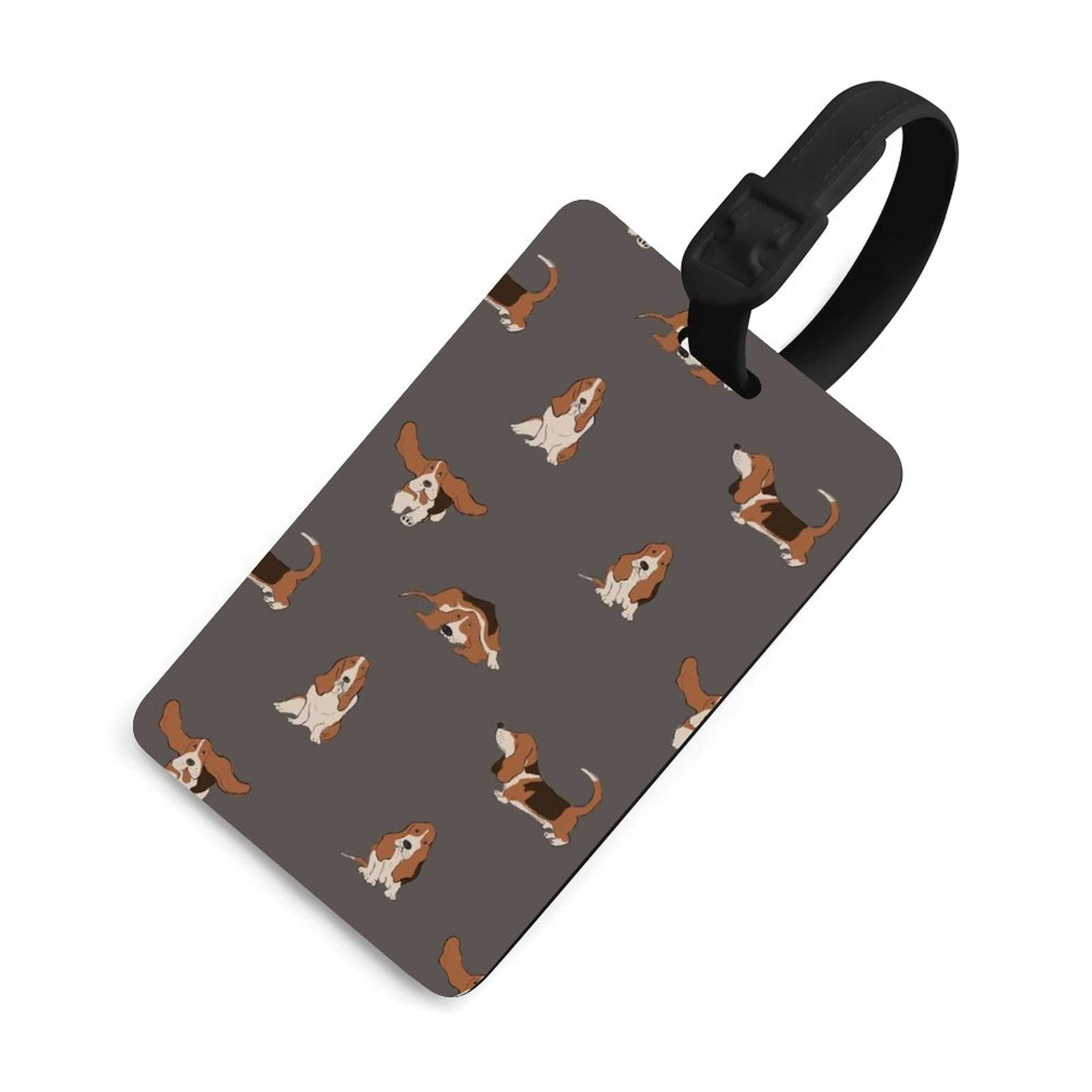 Personalized Basset Hound Dog Luggage Tag - Durable Travel ID Card Holder for Business Trips & Vacation | Pet Lover Gift Idea for Airplane, Suitcase & Backpack Identification