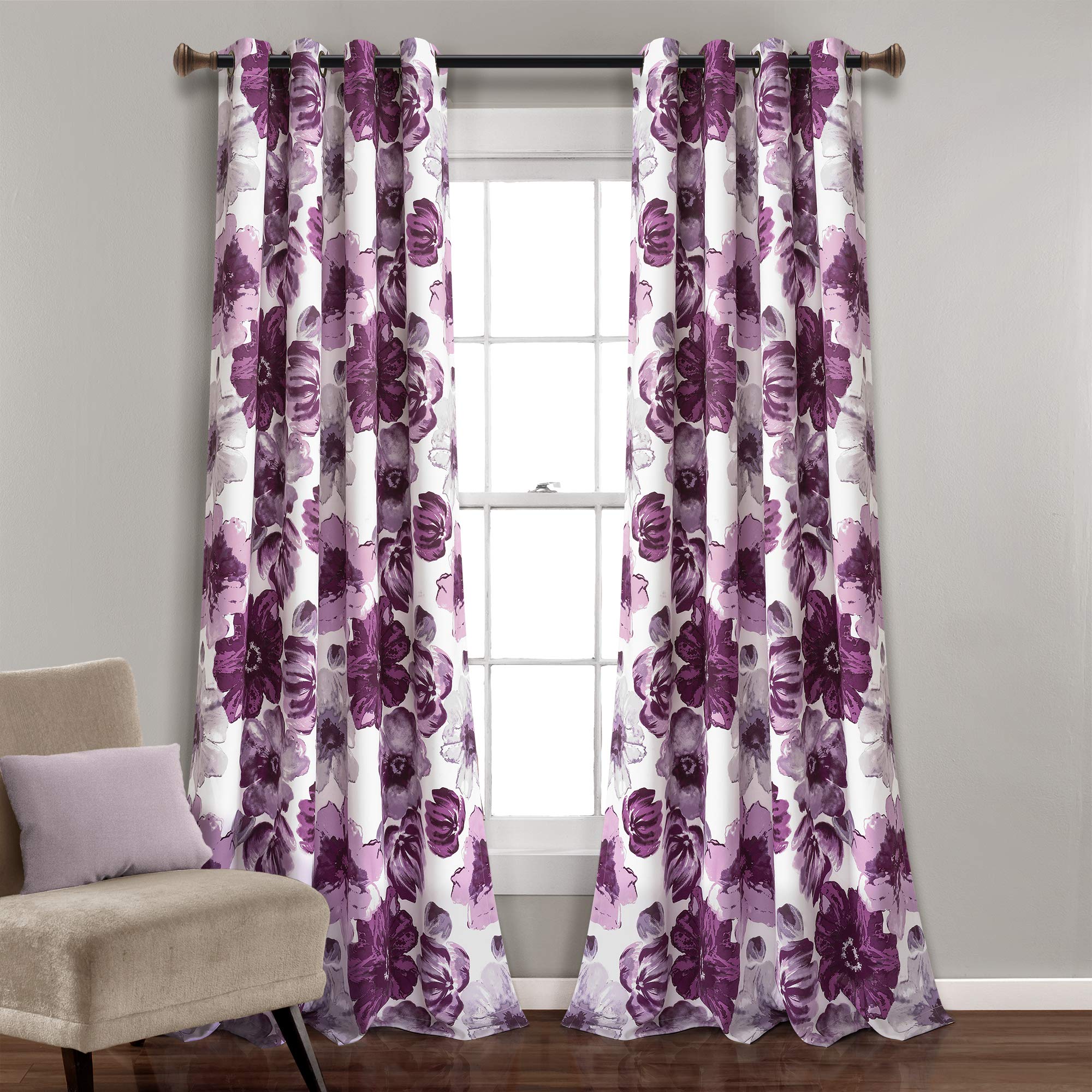 Lush Decor Leah Floral Blackout Curtains 52x95
