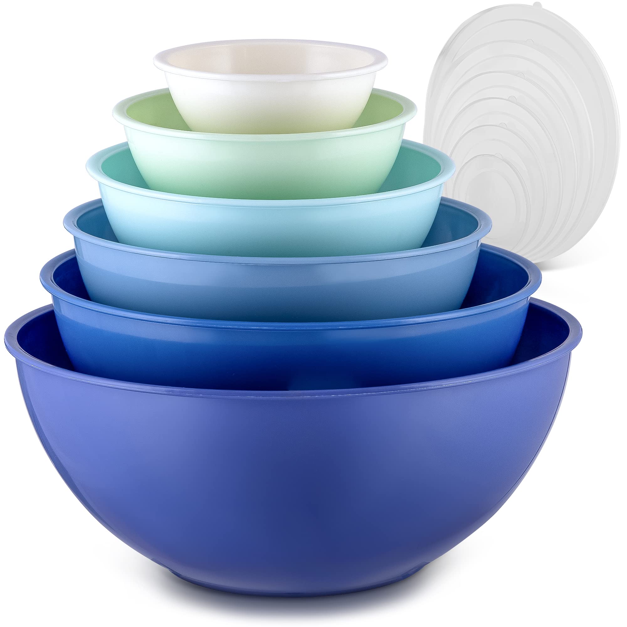 Zulay Kitchen 12-Piece Plastic Mixing Bowls Set with Lids - Microwave & Freezer Safe for Baking & Meal Prep