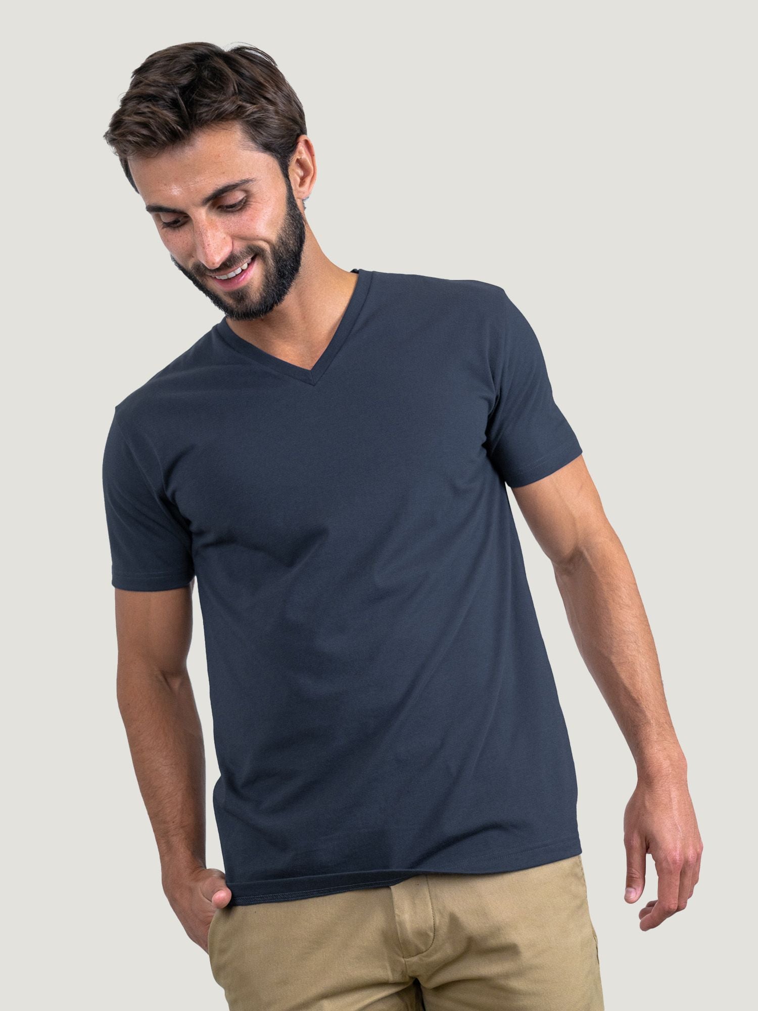 Odyssey Blue V-Neck T-Shirt for Men - Soft Cotton Casual Tee - Perfect for Everyday Wear, Gym & Outings