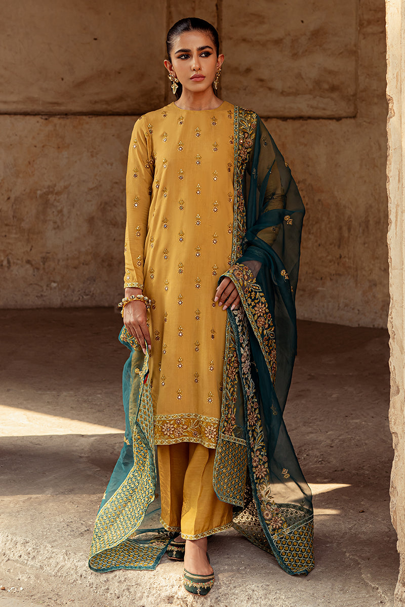 DASTOOR 3-Piece Ethnic Outfit Set for Women - Stylish Shirt, Comfortable Trousers & Elegant Dupatta - Perfect for Festivals, Weddings & Special Occasions