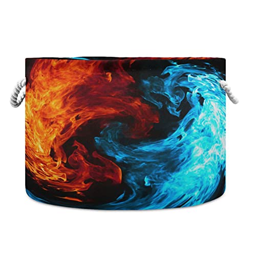 Fire & Ice Collapsible Fabric Toy Storage Basket - Large Organizer Bin for Kids, Nursery, Playroom & Dog Toys - Perfect for Home, Balcony & Outdoor Use
