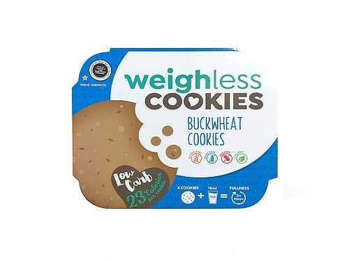 Weighless Buckwheat Cookies - 16 Pack (4 Cookies Each) | Healthy, Gluten-Free, Low Carb, Low Calorie Snacks | Perfect for Keto Diet, Weight Loss & On-the-Go Nutrition