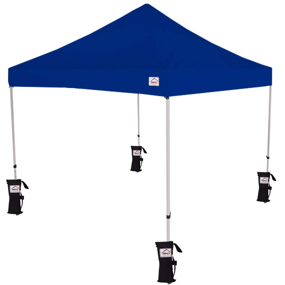 Impact Canopy 283400103 10x10 Pop Up Outdoor Tent - Heavy Duty Steel Frame Canopy with Blue Weight Bags & Carry Roller Bag - Perfect for Backyard Parties, Camping, Beach Events & Outdoor Markets