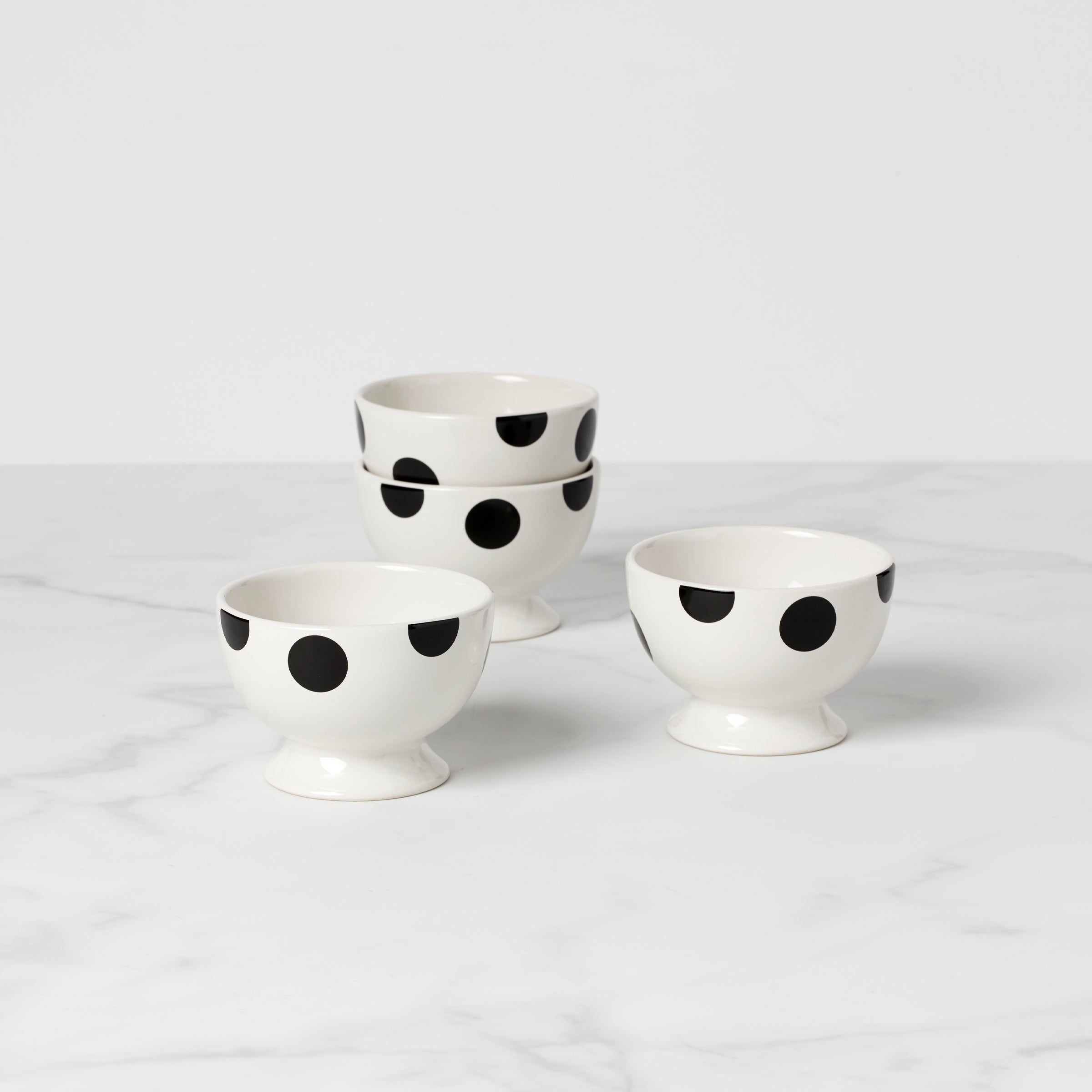 On The Dot Assorted Footed Dessert Bowls Set of 4 - Elegant Serving Dishes for Ice Cream, Pudding & Fruit - Perfect for Dinner Parties & Home Decor