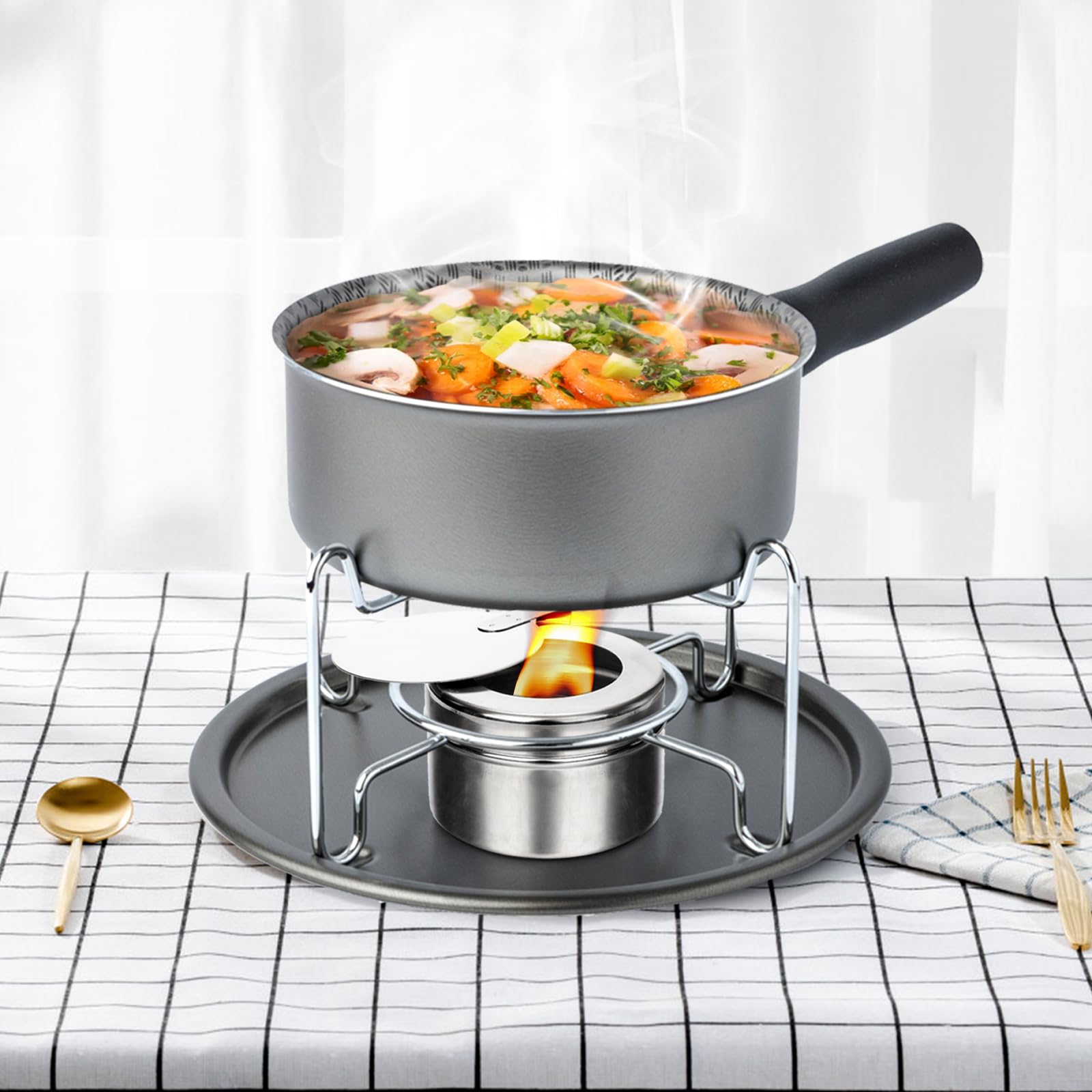 Fasmov 8 Pack Stainless Steel Chafing Fuel Holders with Safety Cover - Canned Heat Containers for Buffet, Catering, BBQ & Outdoor Events - Perfect for Chafing Dishes, Food Warmers & Party Serving