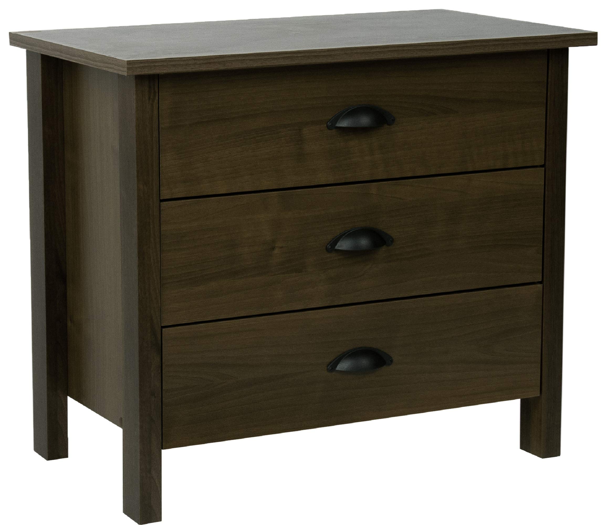 Venture Horizon 3-Drawer Nouvelle Chest in Walnut - Stylish Bedroom Dresser for Closet Organization & Home Decor Storage