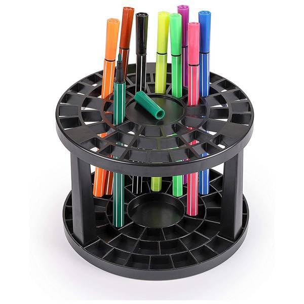 49-Hole Paint Brush Holder Stand - Organize Artist & Makeup Brushes, Pens, Pencils & Small Tools (Black) - Perfect for Art Studios, Makeup Vanity & Craft Rooms