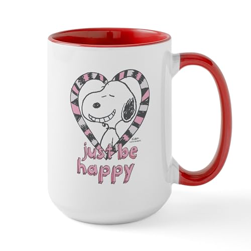 White/Red Inside - Snoopy Just Be Happy Mugs