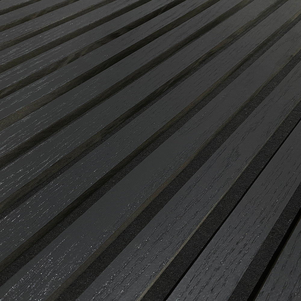 WOODFLEX Flexible Acoustic Wood Slat Wall Panel - Black Veneer Soundproofing Decor (2400mm x 600mm) for Home Theater, Office & Recording Studio