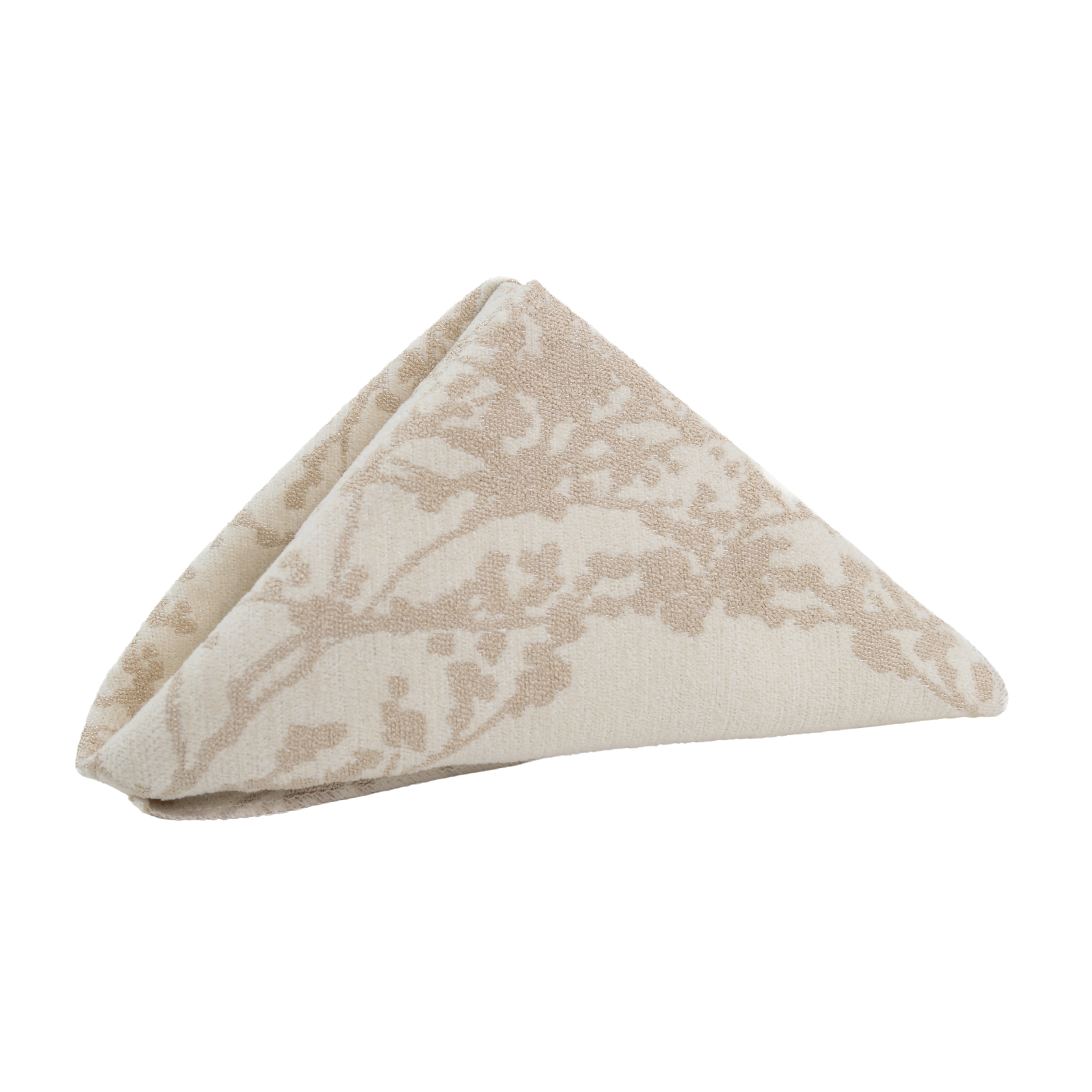 5-Piece Reversible Jacquard Leaf Branch Napkins Set - 20x20 Inches, Champagne - Elegant Table Decor for Dinner Parties, Weddings & Holiday Gatherings