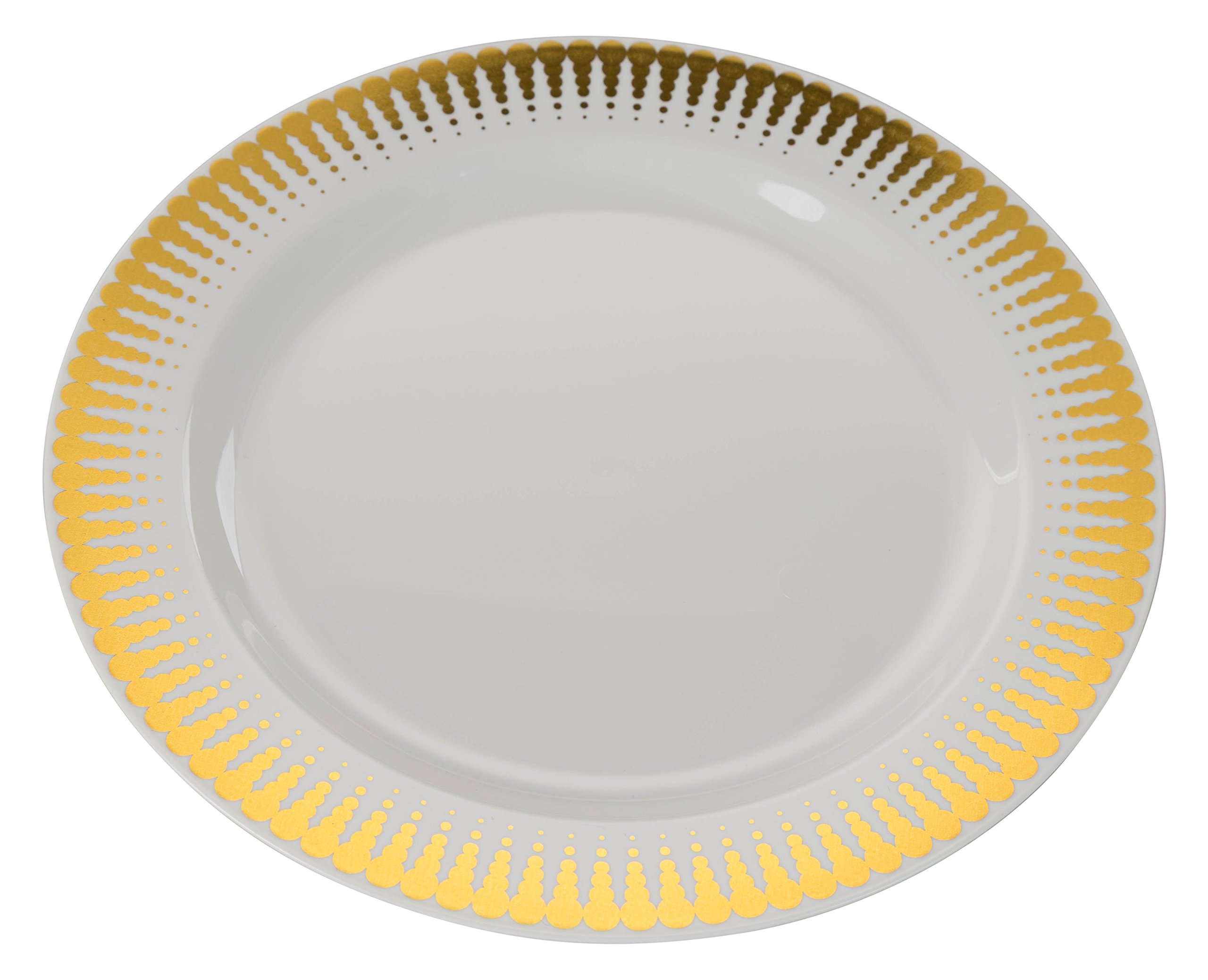 Premium 7.5 Inch Gold Radial Design Plastic Wedding Plates - Elegant Dinnerware Set of 40 for Bridal Showers, Anniversary Parties & Chinese-Themed Celebrations
