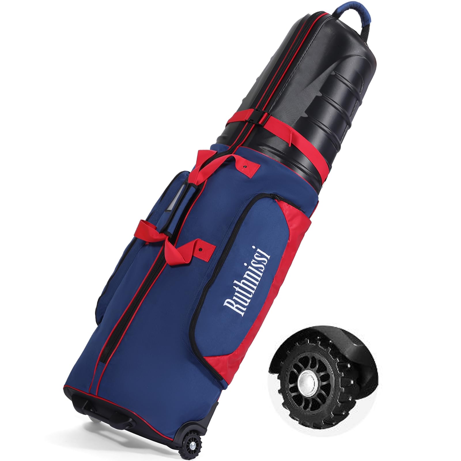 Premium Golf Travel Bag for Airlines - Hard Case Top & Heavy-Duty Wheels, Waterproof & Foldable Design for Easy Storage, Protects Club Heads, Lightweight & Spacious - Perfect for Air Travel & Golf Trips