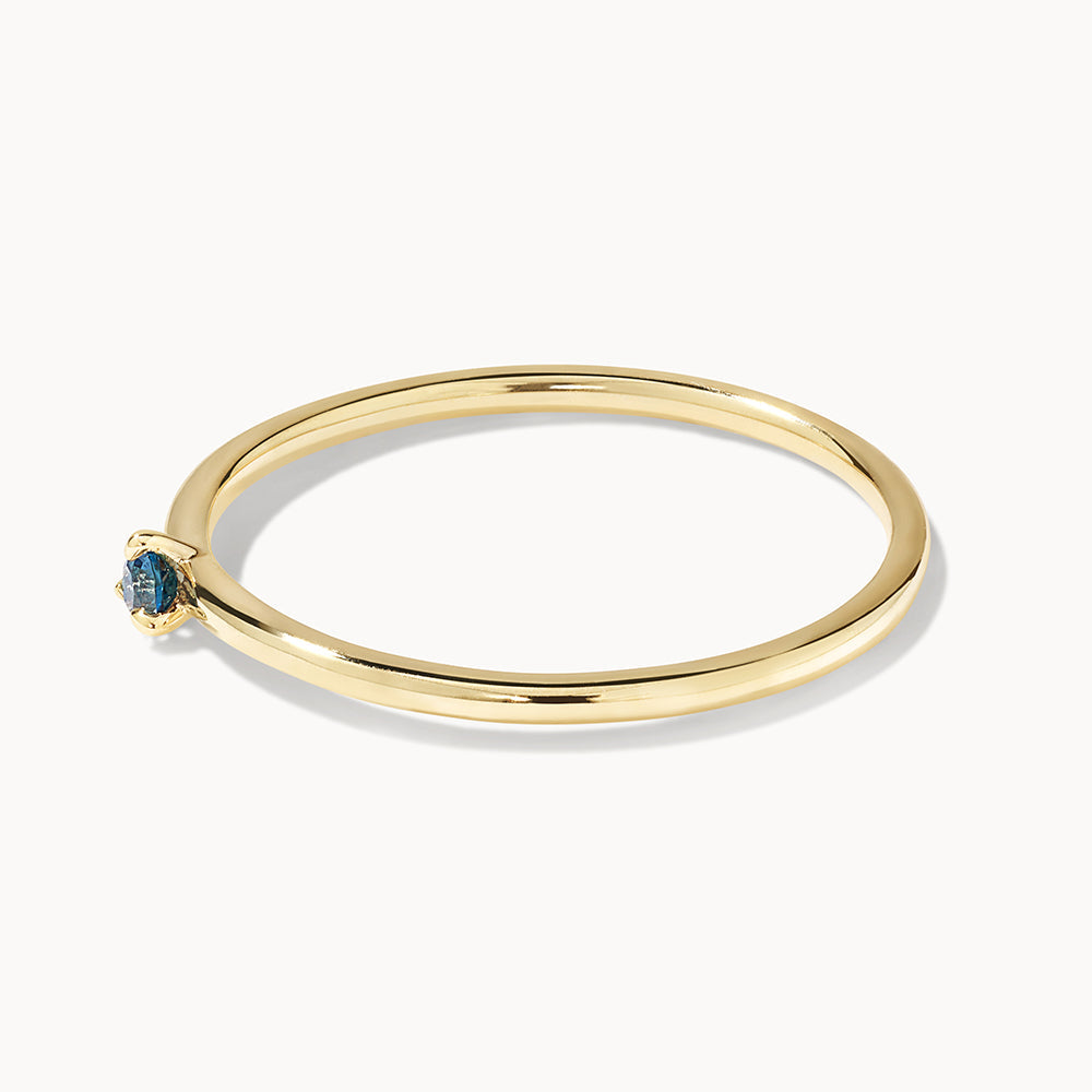 10K Gold Micro Blue Topaz Round Solitaire Ring for Women - Elegant Engagement, Wedding, Anniversary or Gift Jewelry