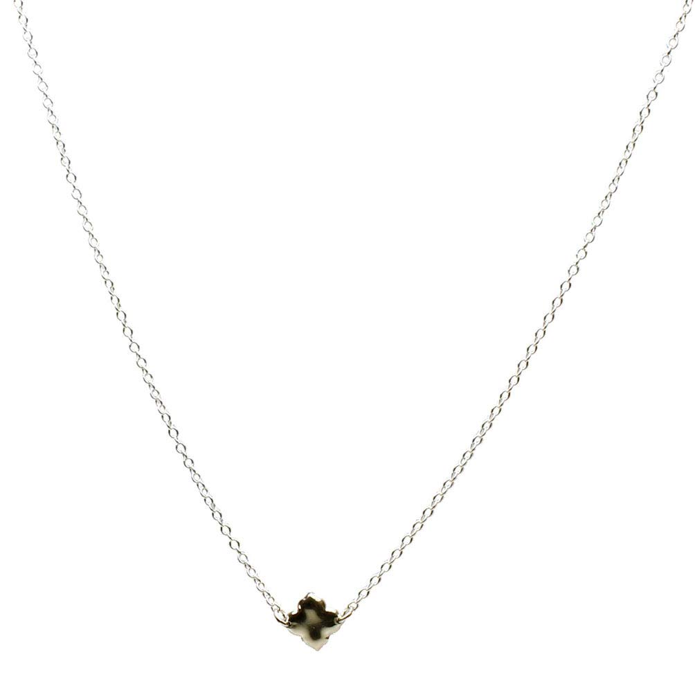 Sterling Silver Small Hollow Closed Clover Link Chain Necklace - Adjustable 16