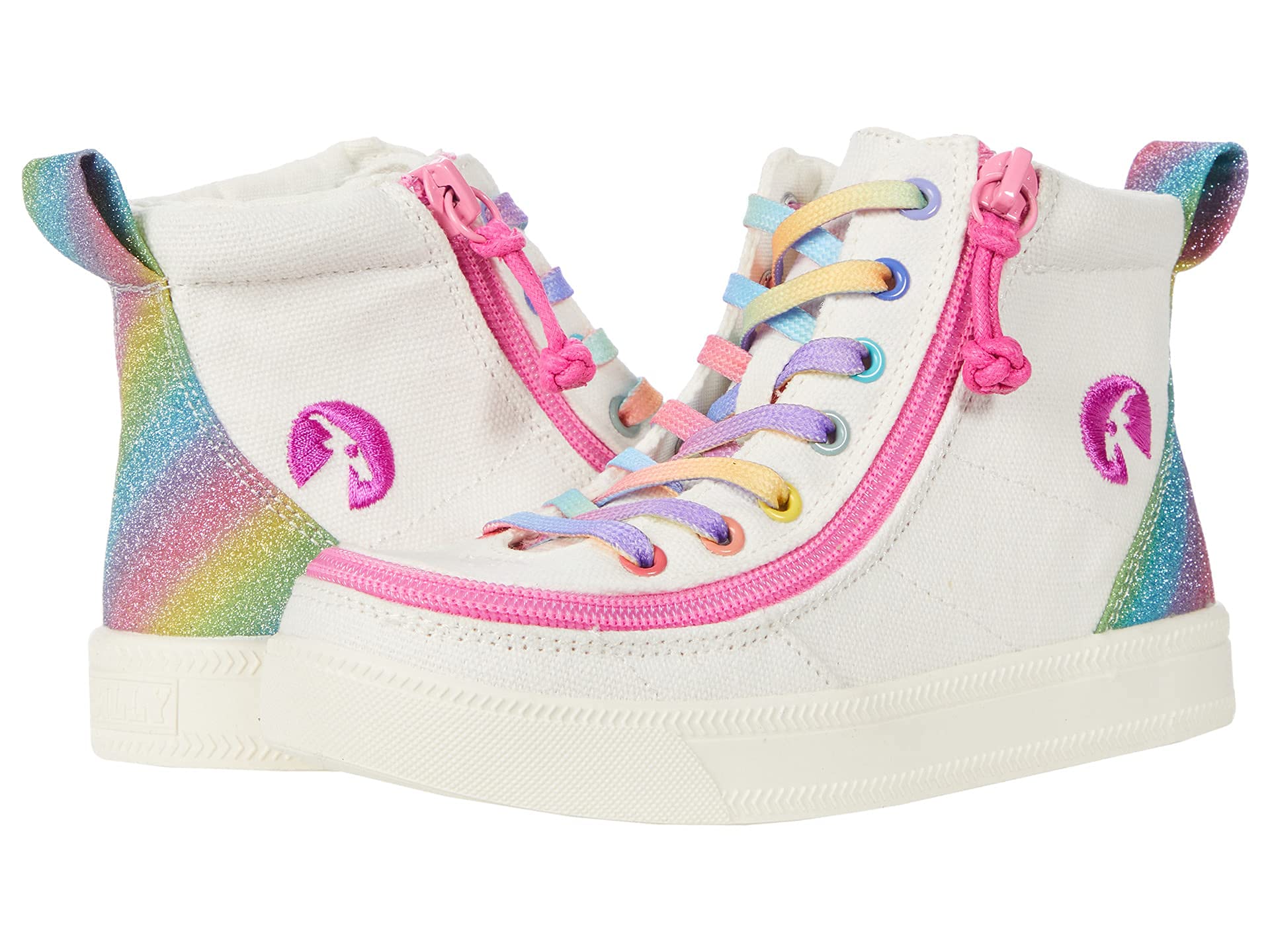 BILLY Footwear Kids Classic Lace High II Sneakers - Adjustable Laces with Wrap Zipper Closure | Durable Lightweight Shoes for Toddlers & Youth | Perfect for School, Play & Everyday Wear